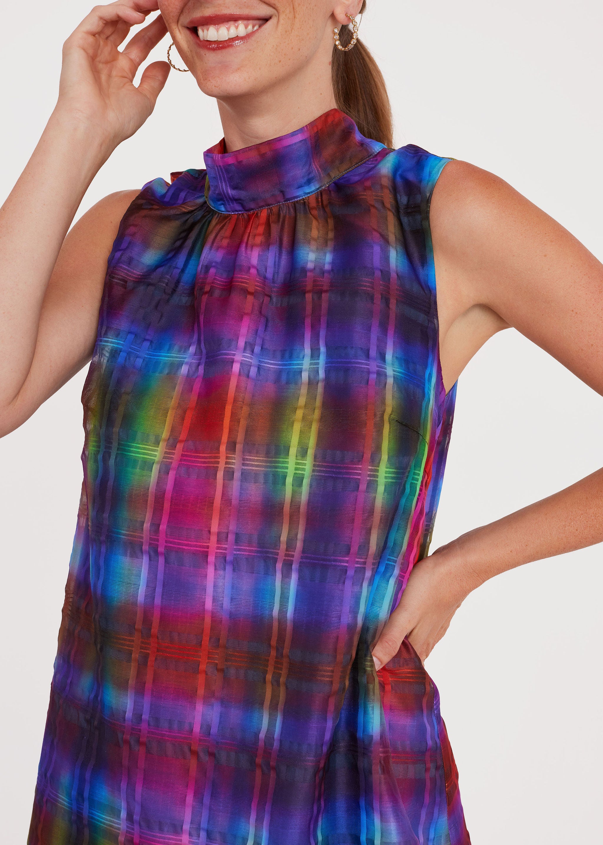 Vanessa Mini Dress Prism Plaid Organza