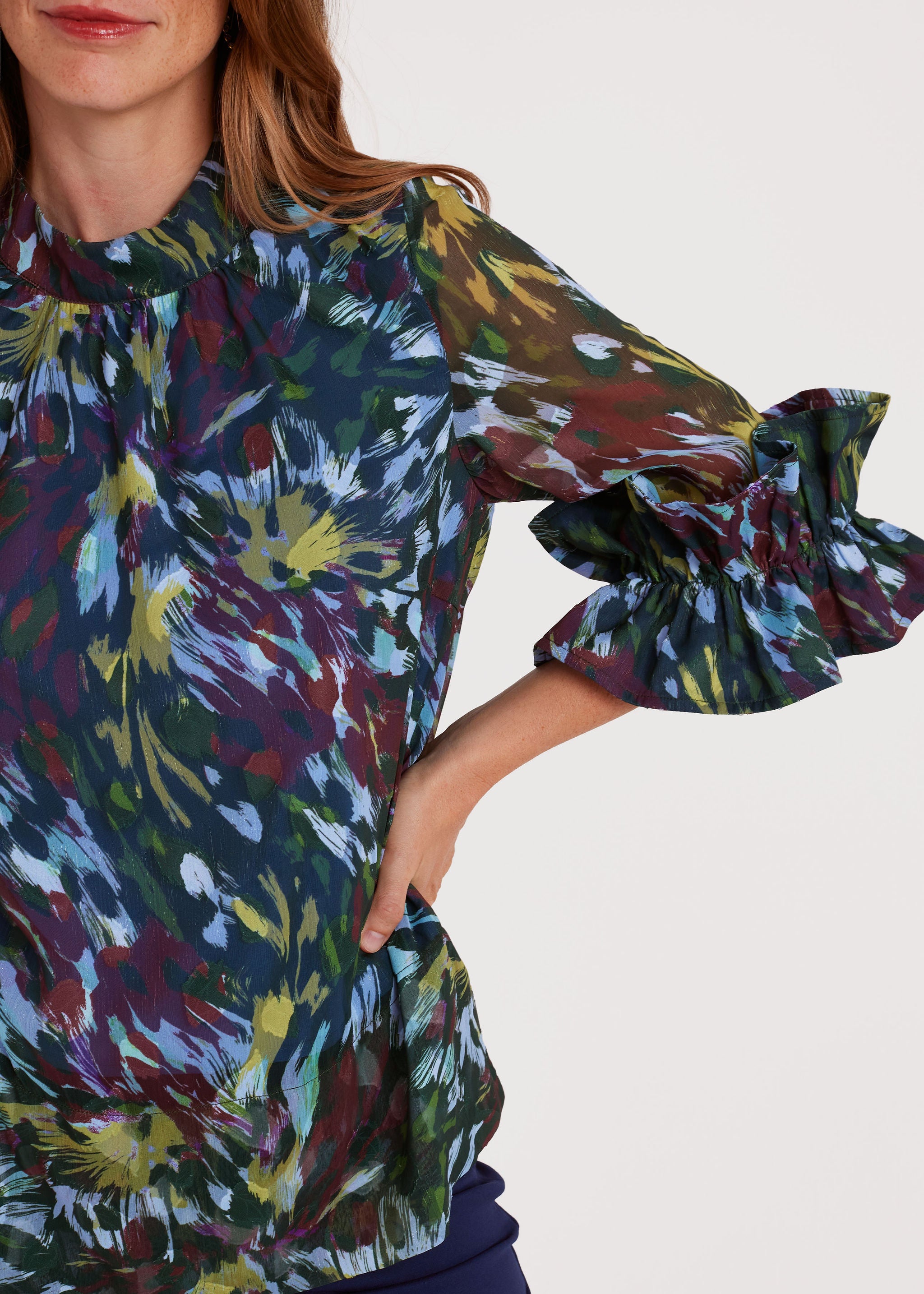 Bronwyn Top Forest Brushstroke Chiffon