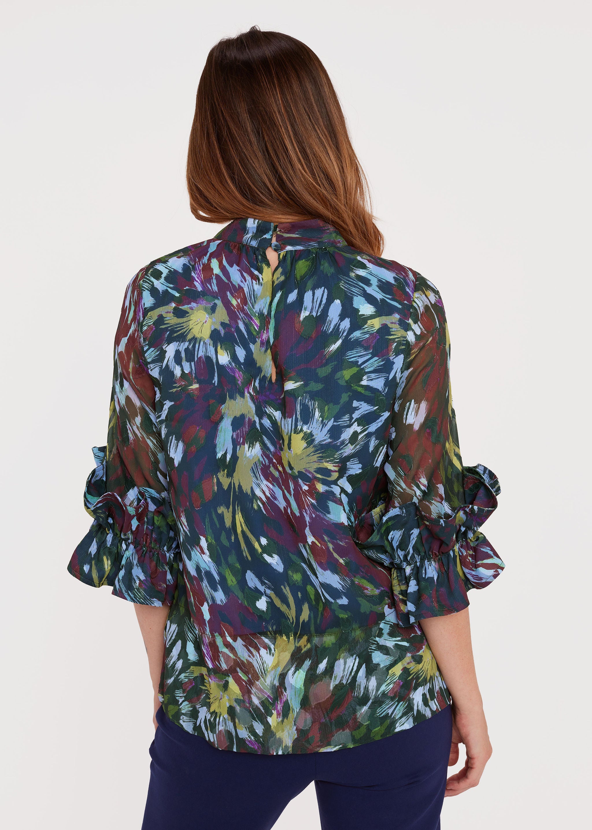 Bronwyn Top Forest Brushstroke Chiffon