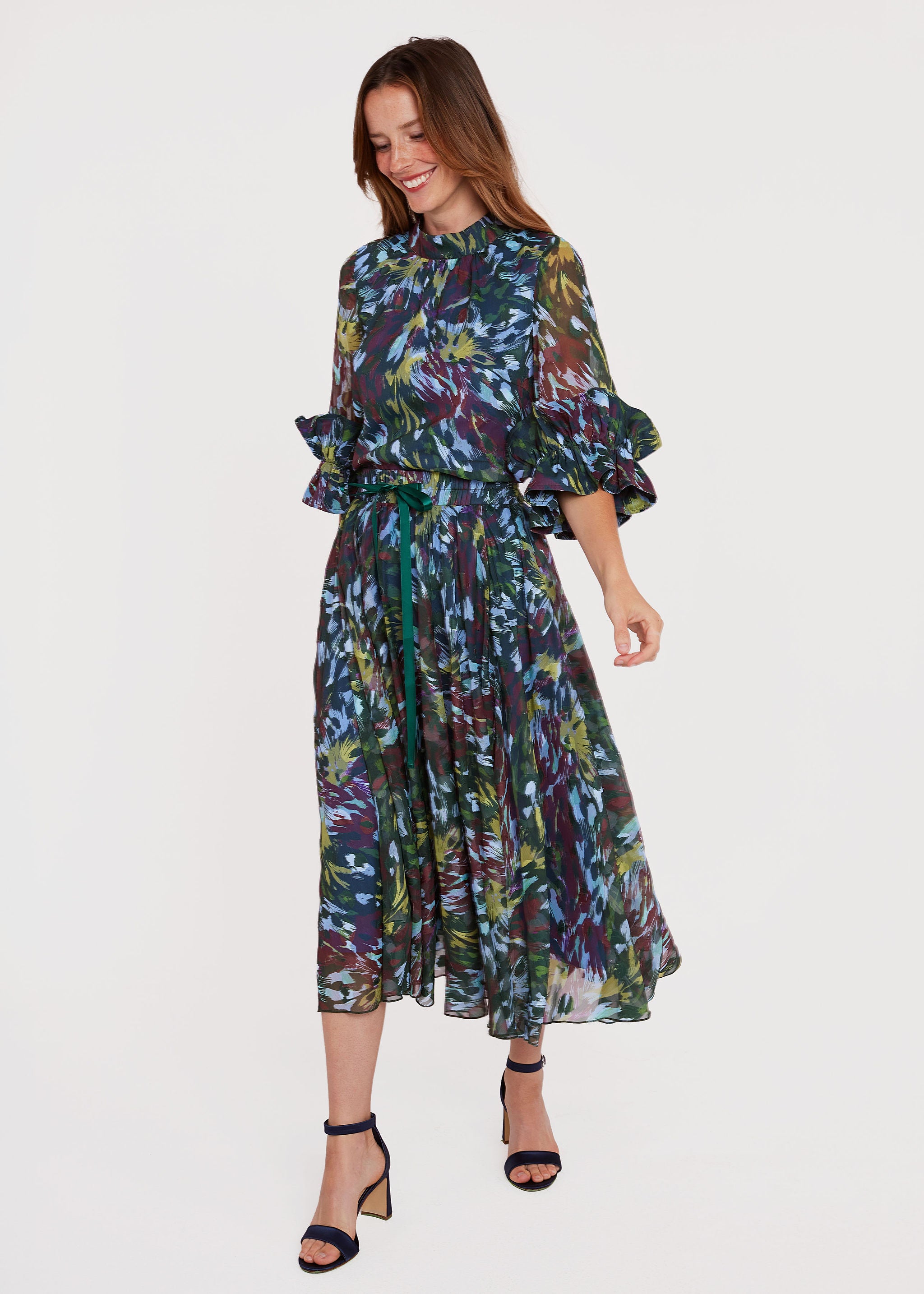 Bronwyn Top Forest Brushstroke Chiffon