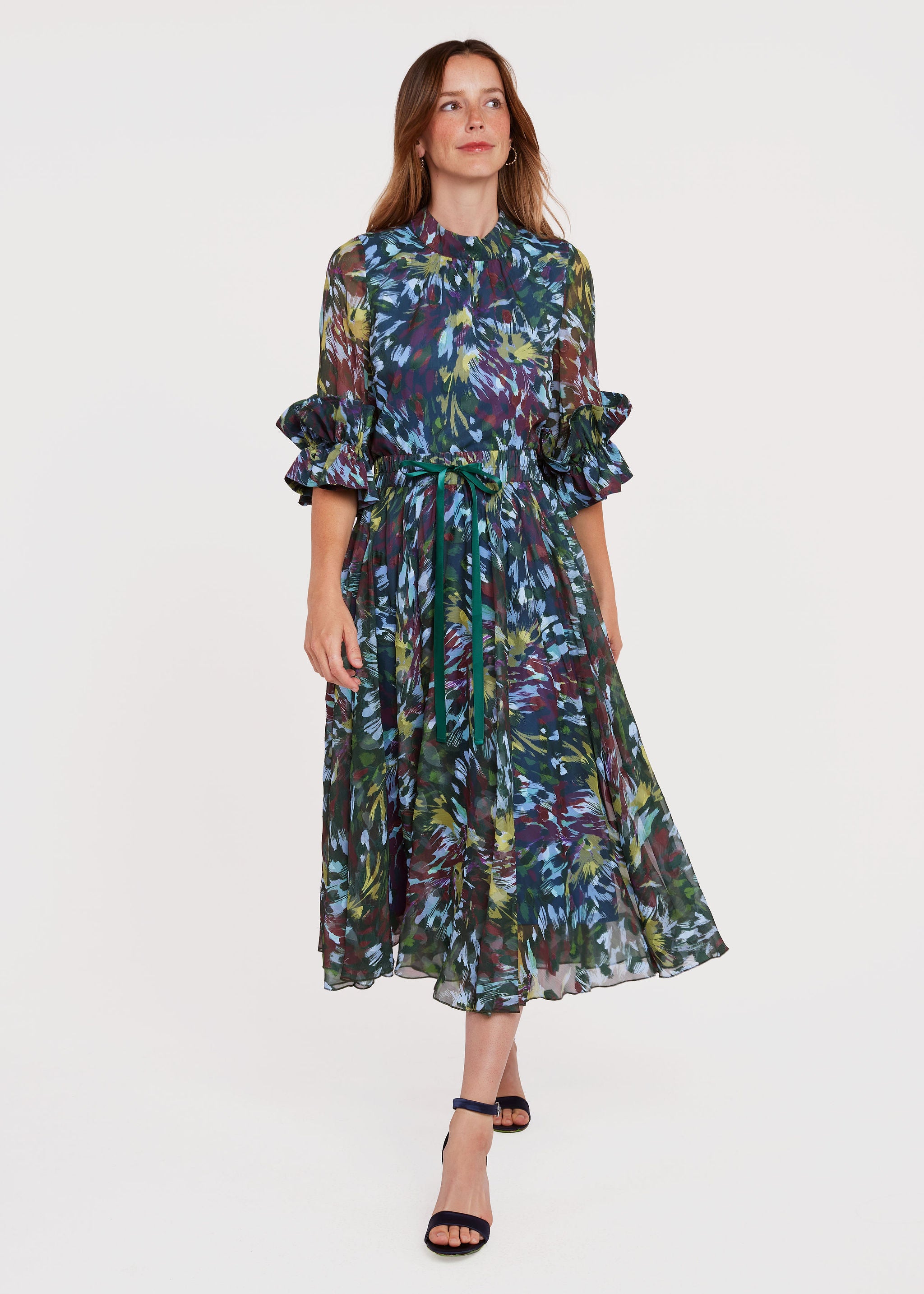 Sue Skirt Forest Brushstroke Chiffon