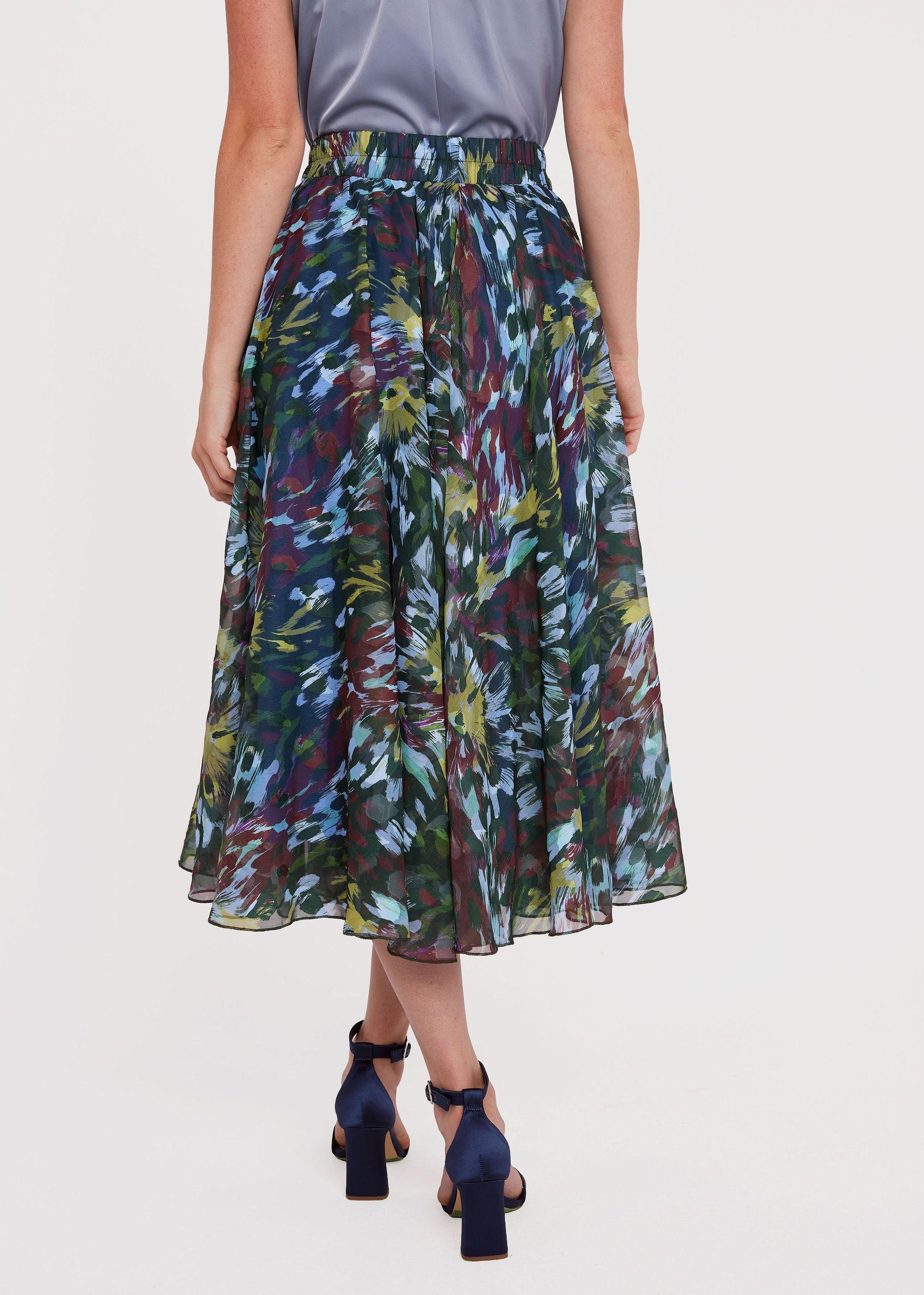 Sue Skirt Forest Brushstroke Chiffon