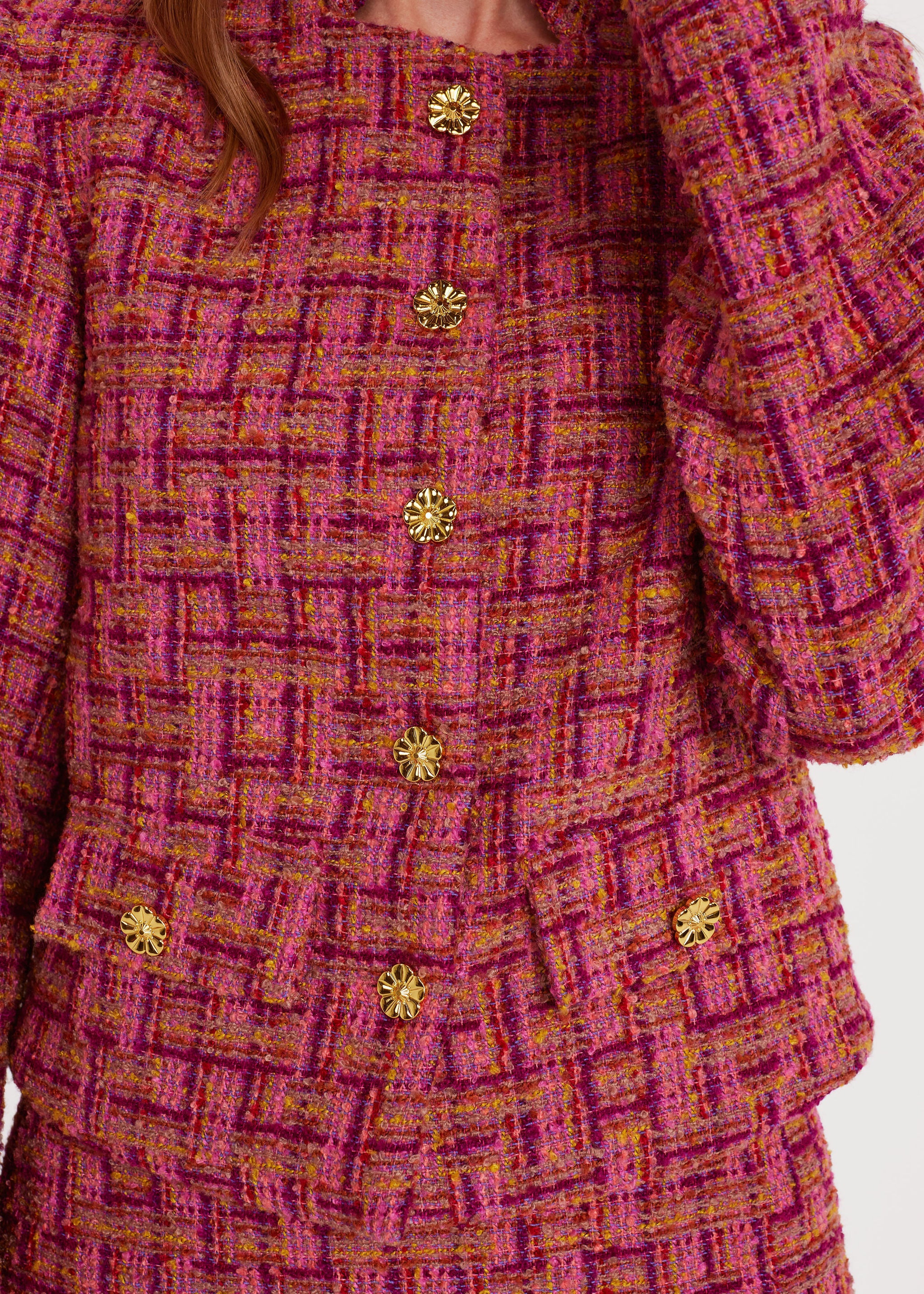 Onassis Jacket Mulberry Boucle Tweed