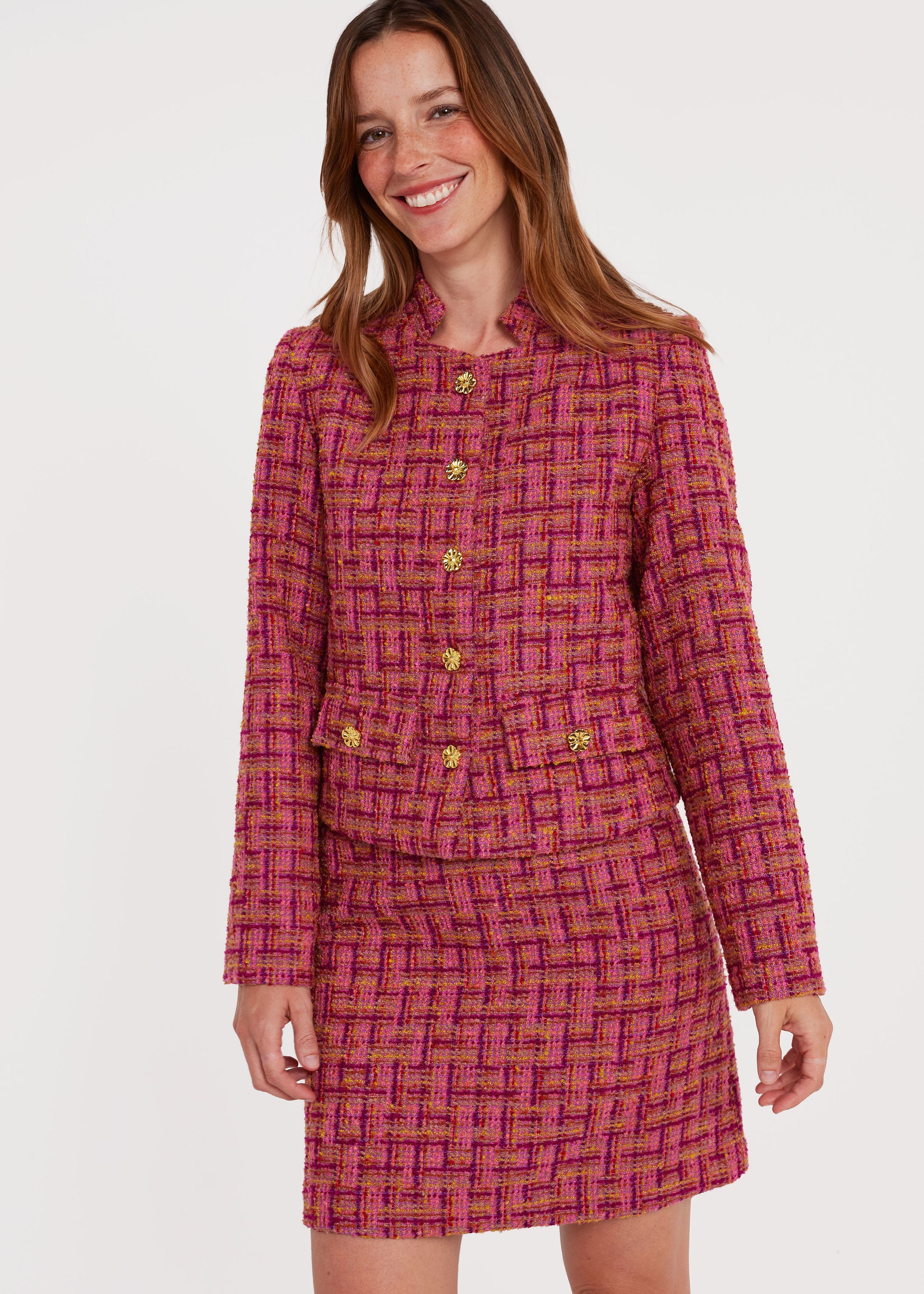 Onassis Jacket Mulberry Boucle Tweed
