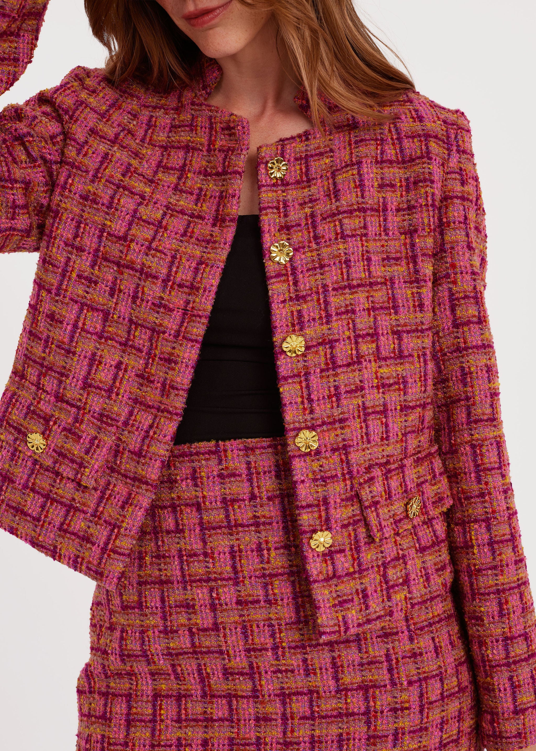 Onassis Jacket Mulberry Boucle Tweed