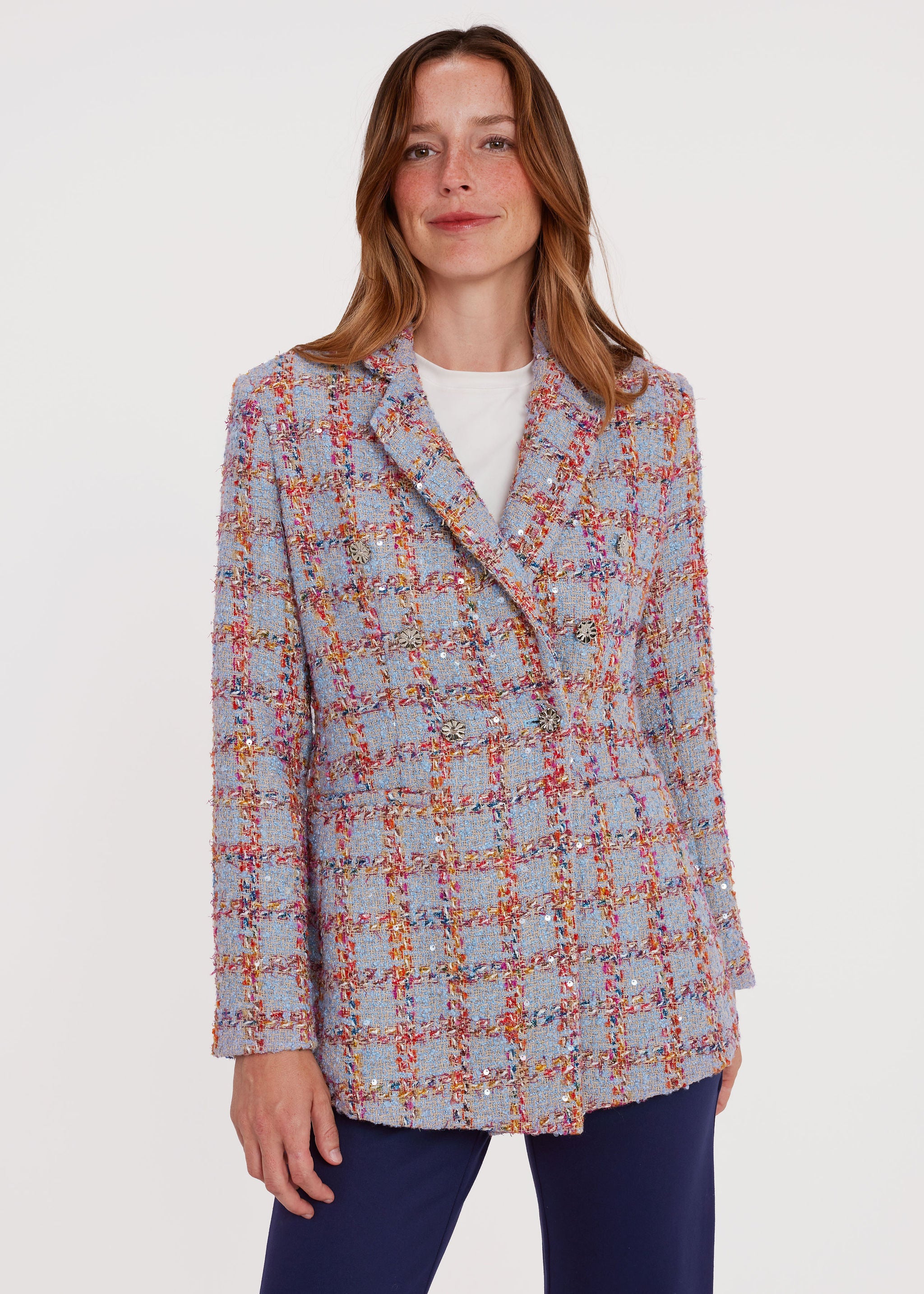 Calvin Blazer Windowpane Ribbon Tweed