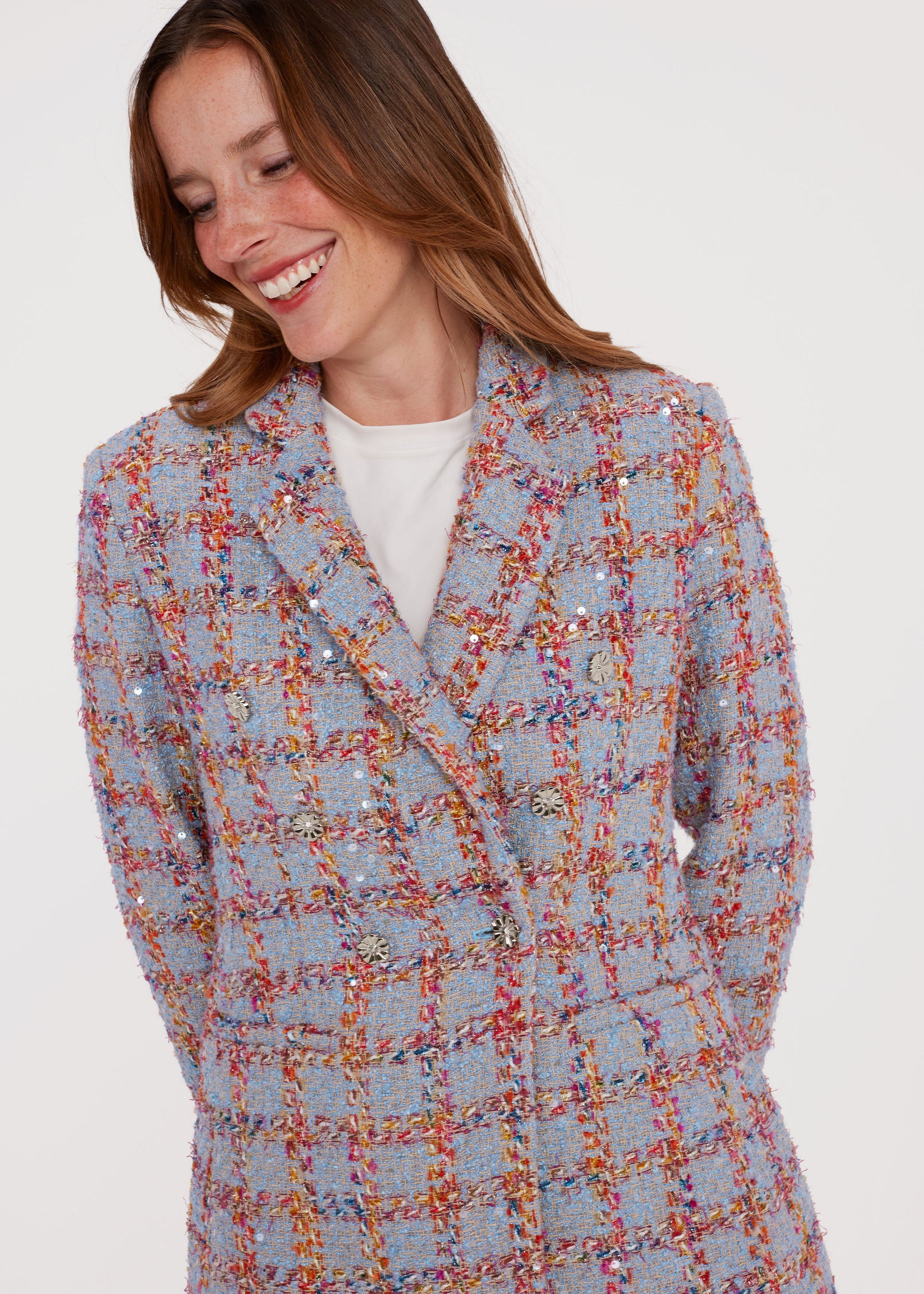 Calvin Blazer Windowpane Ribbon Tweed