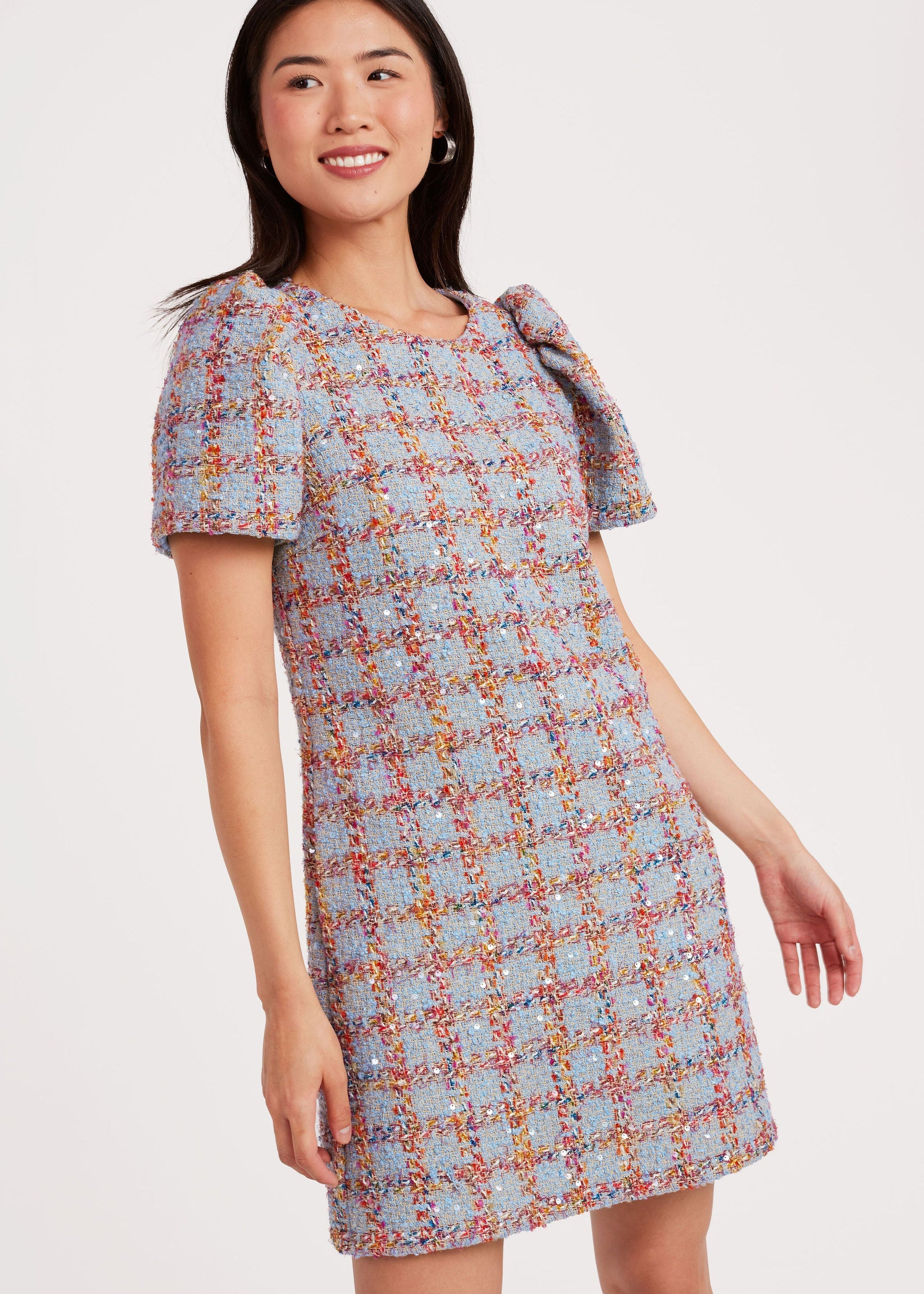 Marty Dress Windowpane Ribbon Tweed