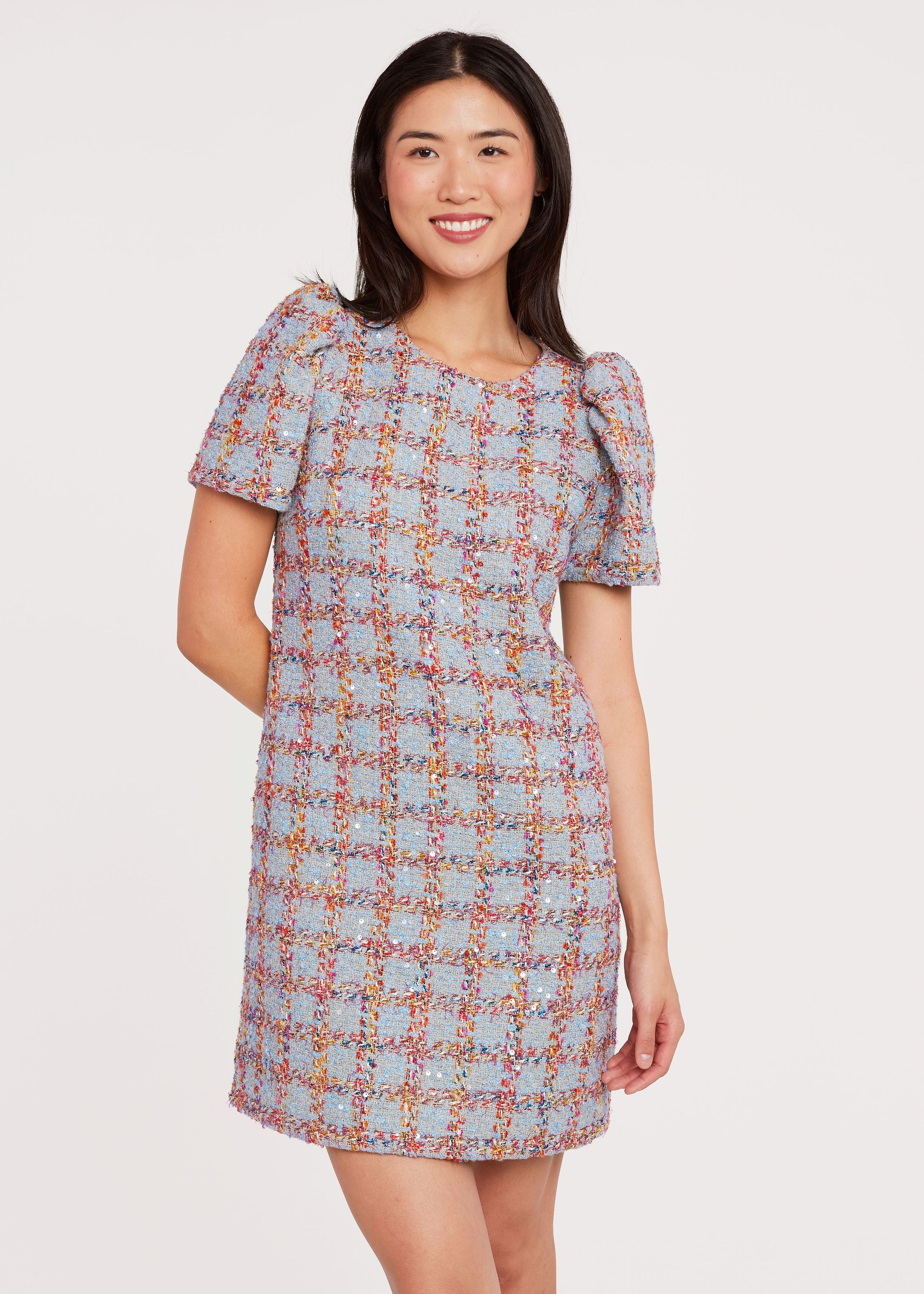 Marty Dress Windowpane Ribbon Tweed