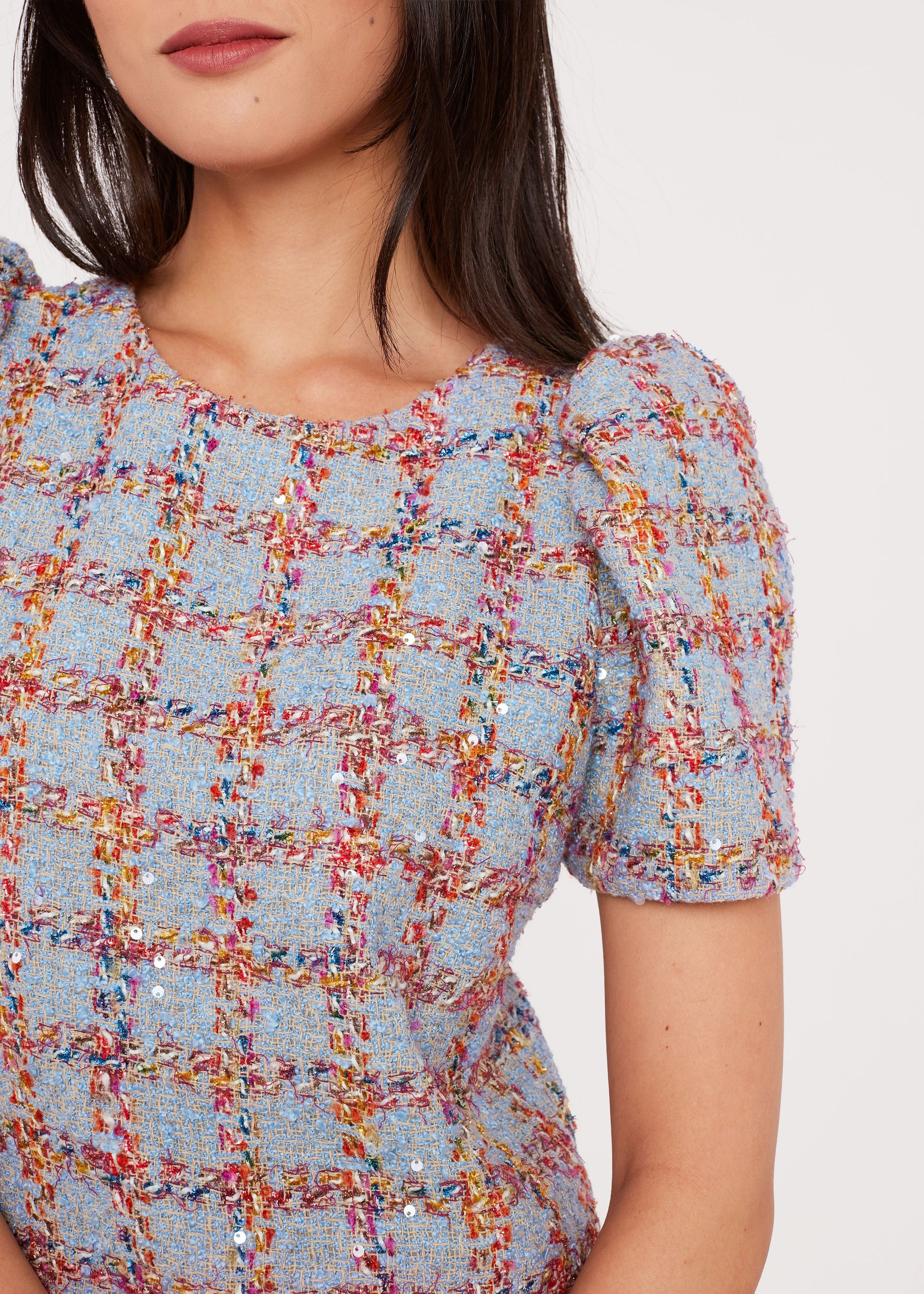 Marty Dress Windowpane Ribbon Tweed