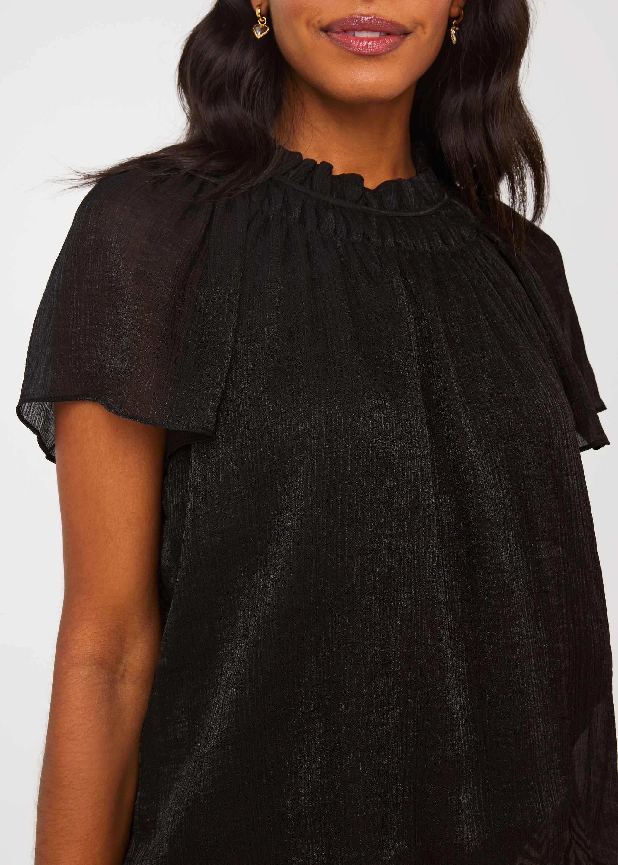 Quinn Blouse Black Sparkle Chiffon