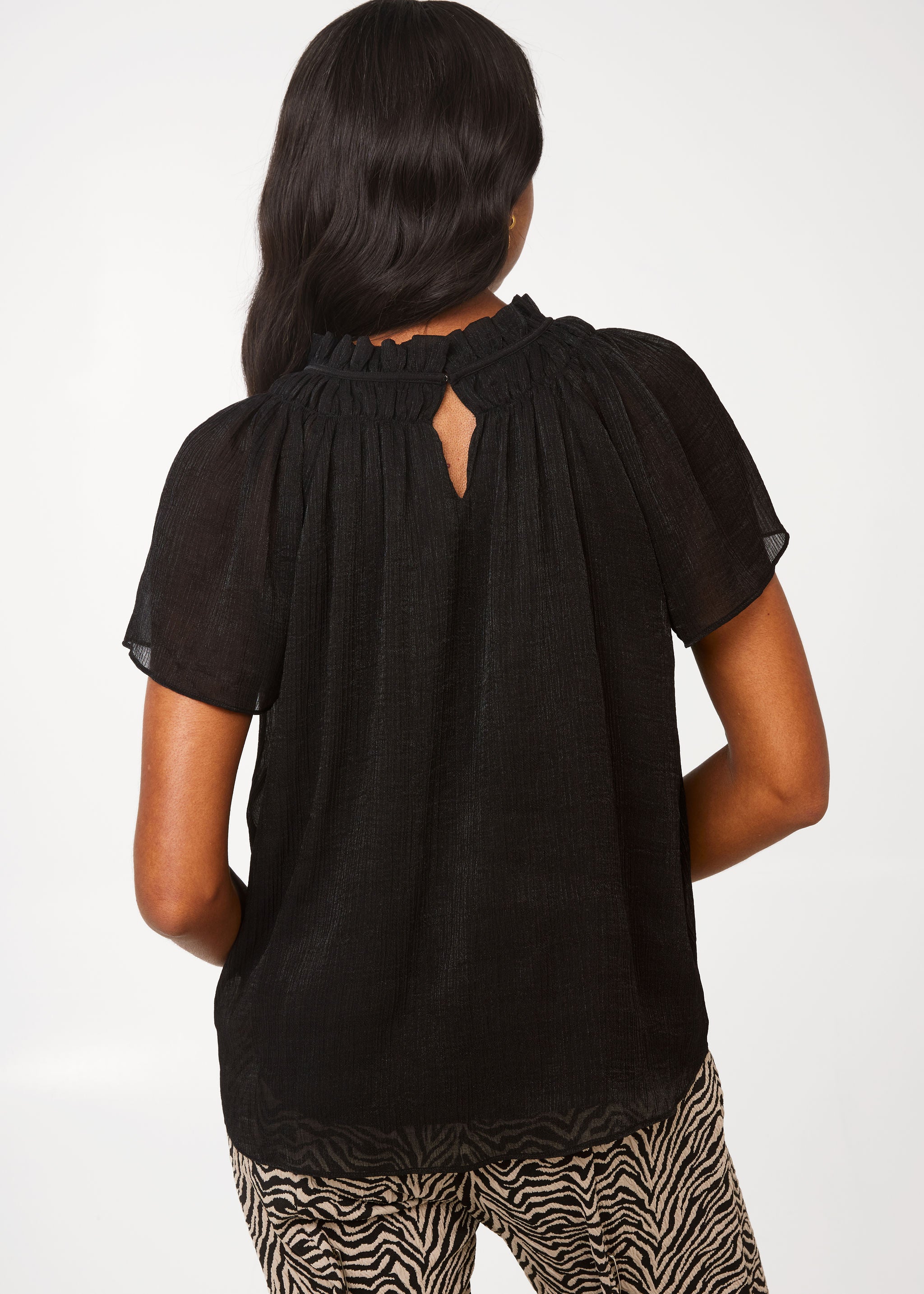 Quinn Blouse Black Sparkle Chiffon