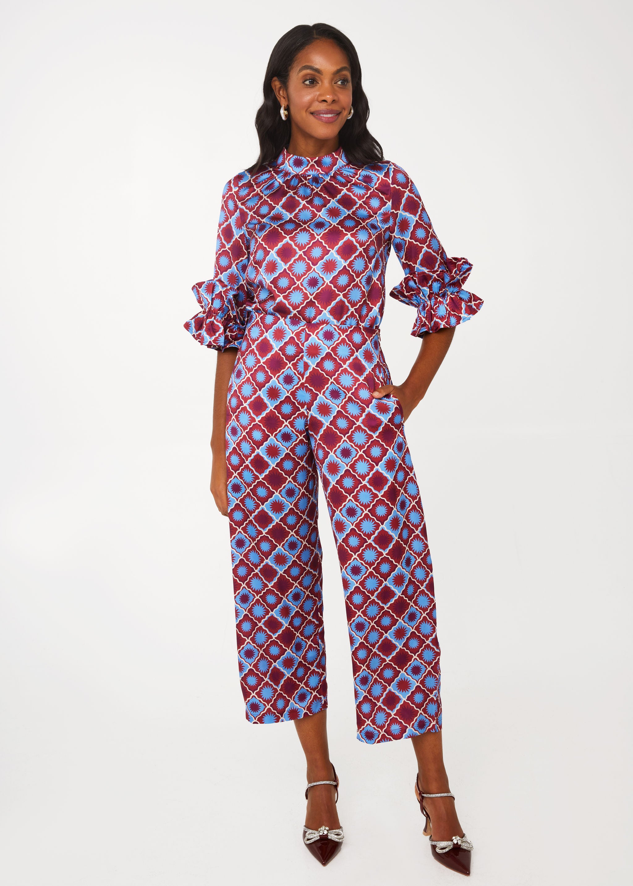 Taylor Pant Burgundy Sunburst Satin