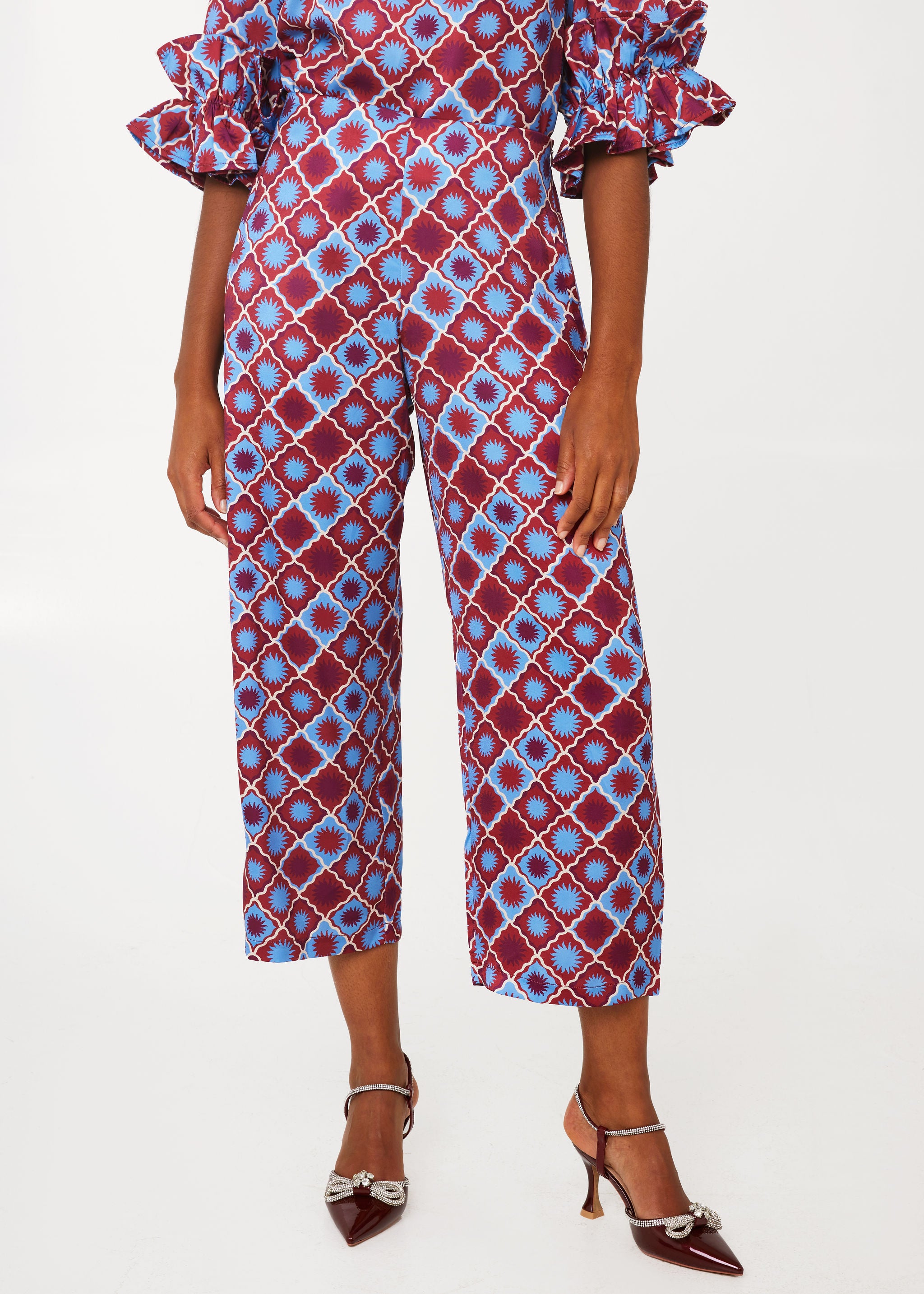 Taylor Pant Burgundy Sunburst Satin