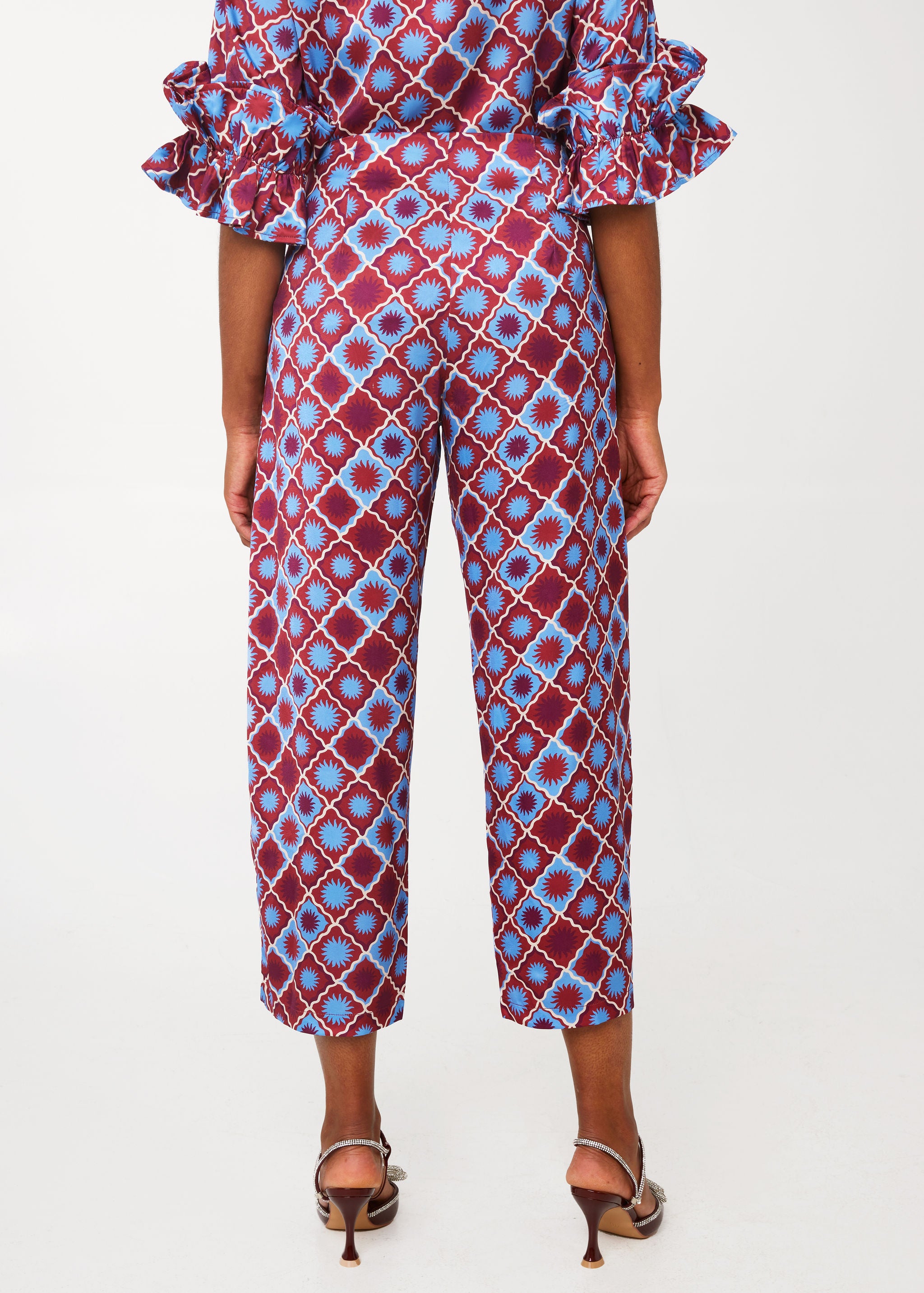 Taylor Pant Burgundy Sunburst Satin