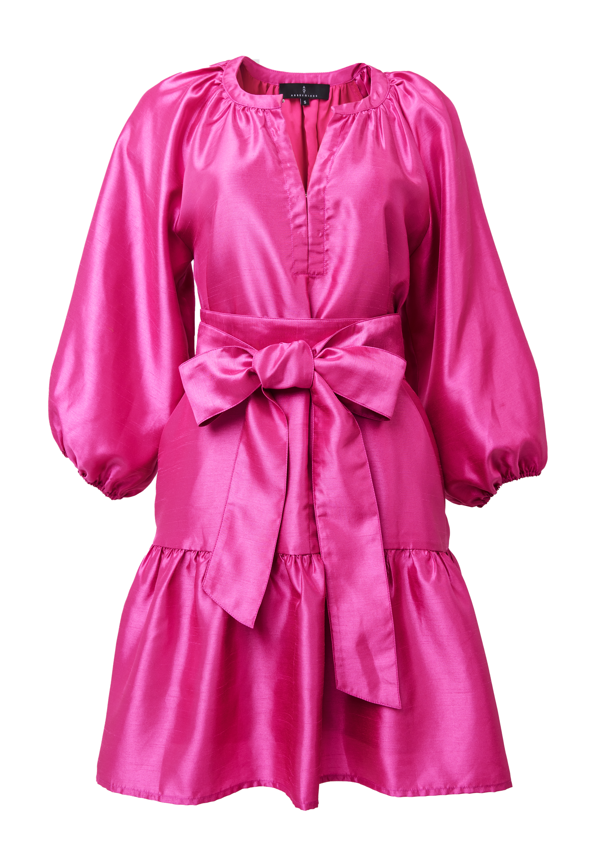 Elise Mini Dress Hot Pink Dupioni