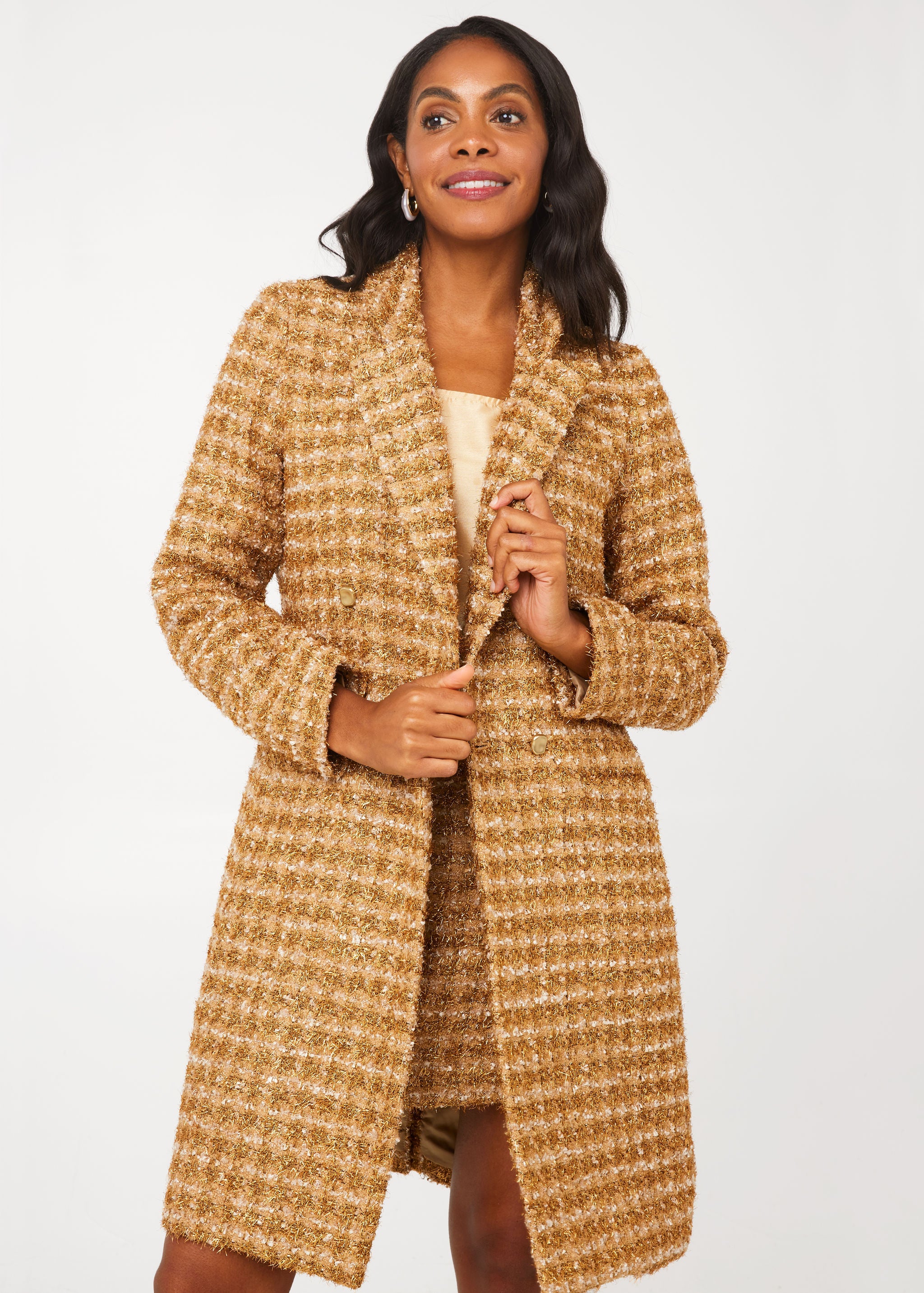 Abigail Coat Gold Tinsel Tweed