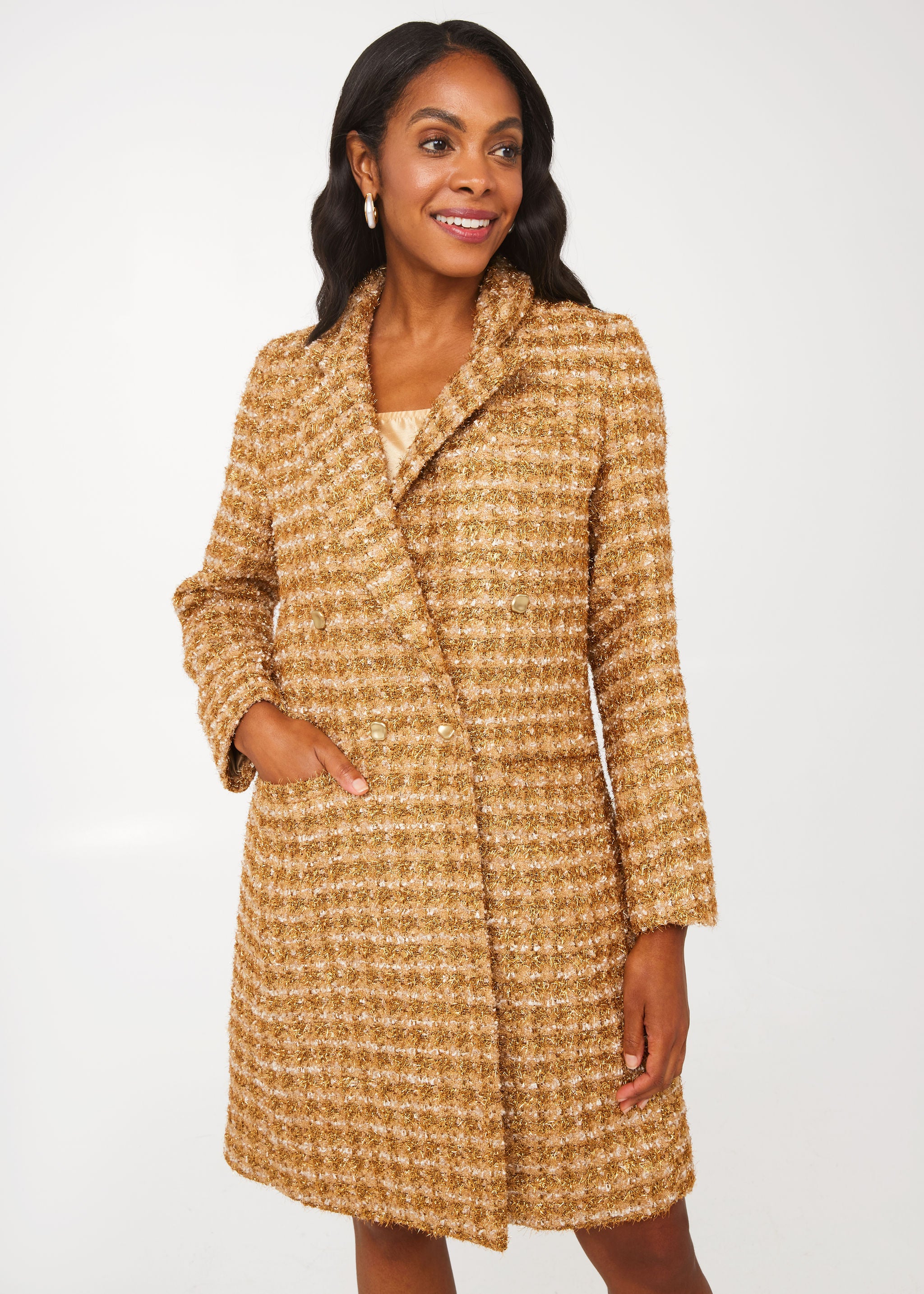 Abigail Coat Gold Tinsel Tweed