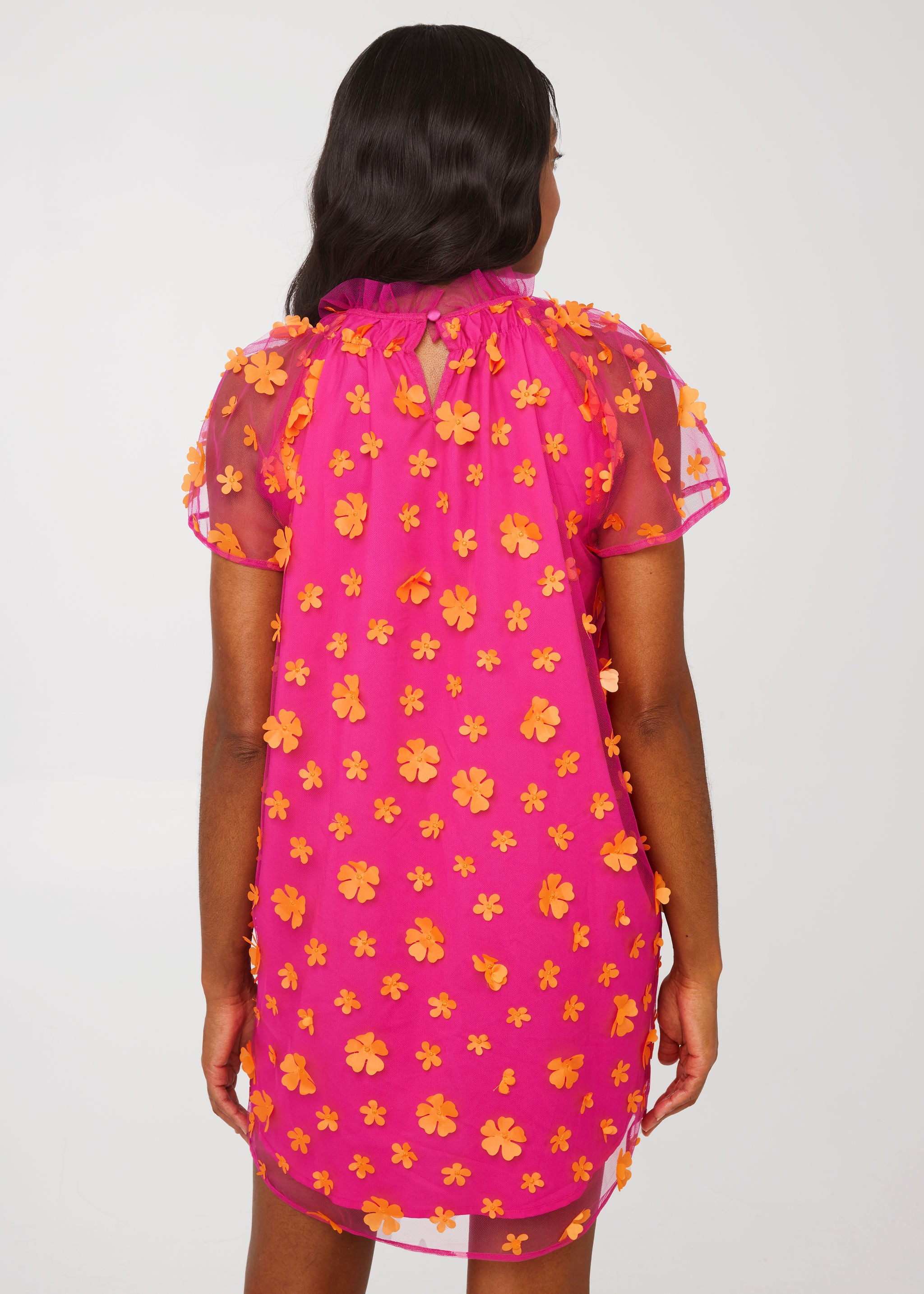 Quinn Dress Magenta Flower Tulle