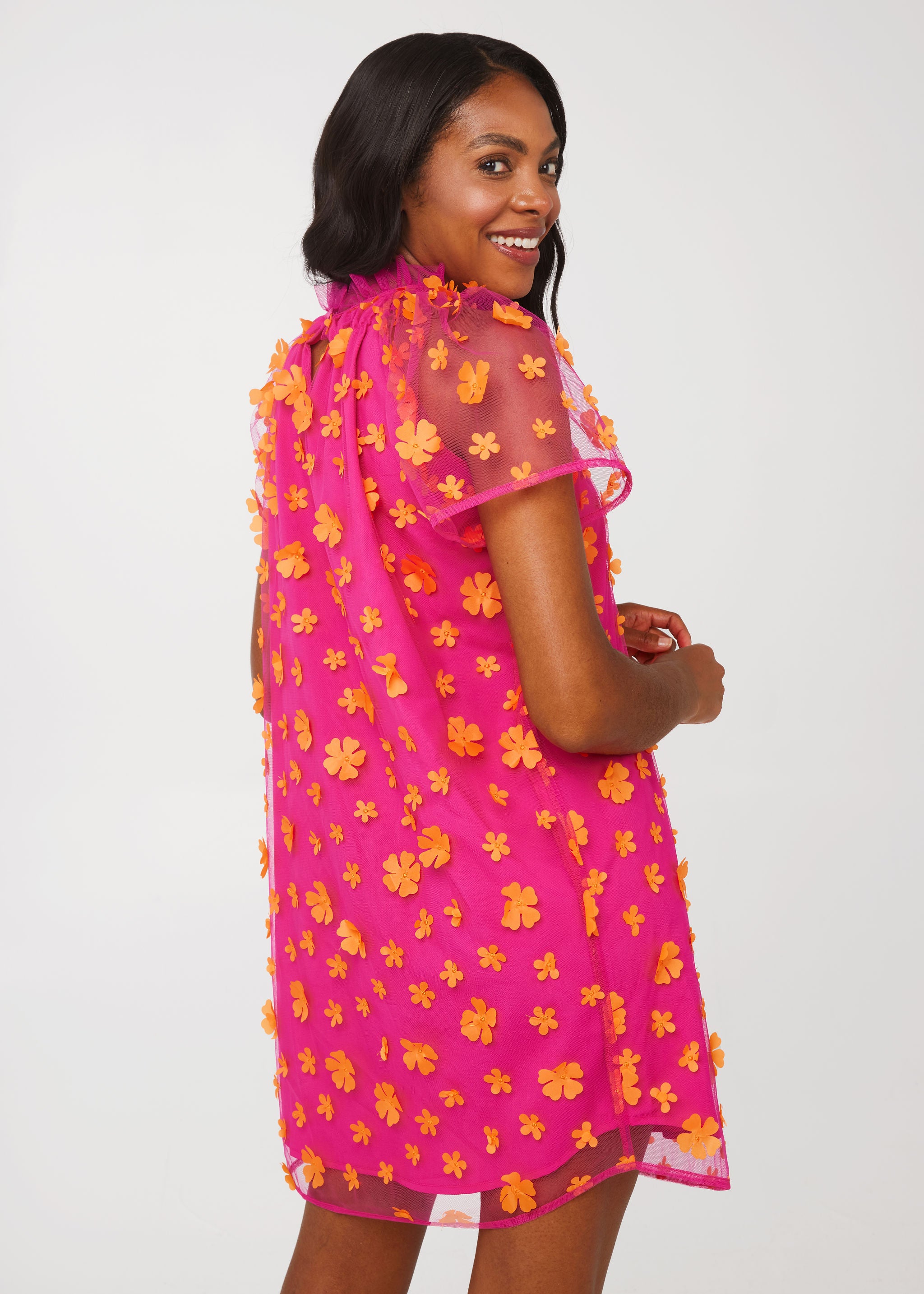 Quinn Dress Magenta Flower Tulle