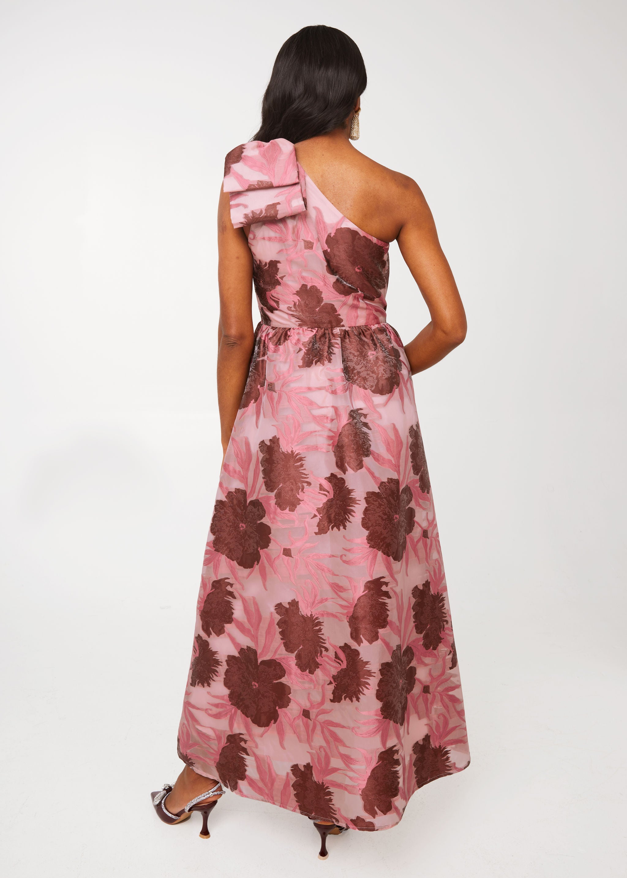 Caroline Gown Blush Pansy Vine Organza