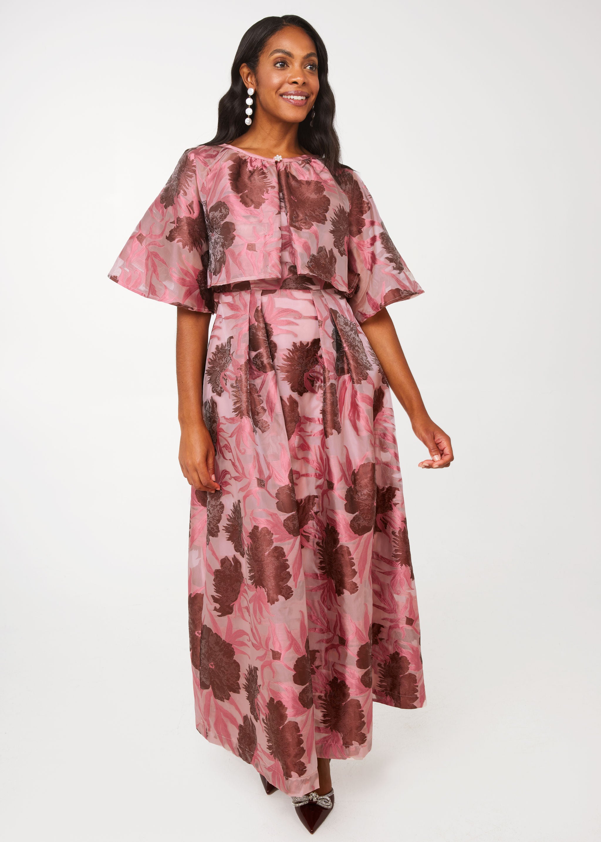 Victoria Gown Blush Pansy Vine Organza