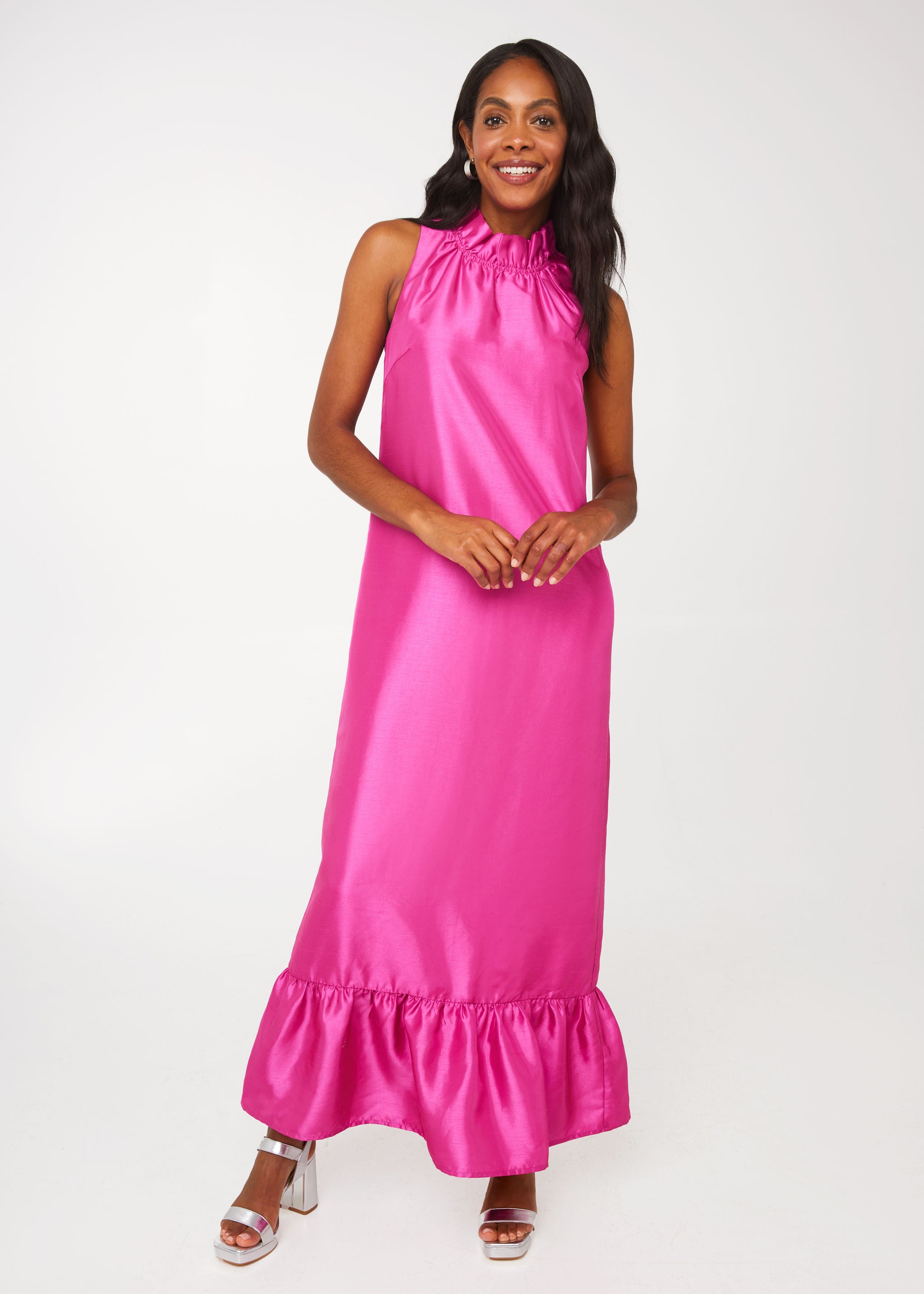 Camille Gown Hot Pink Dupioni