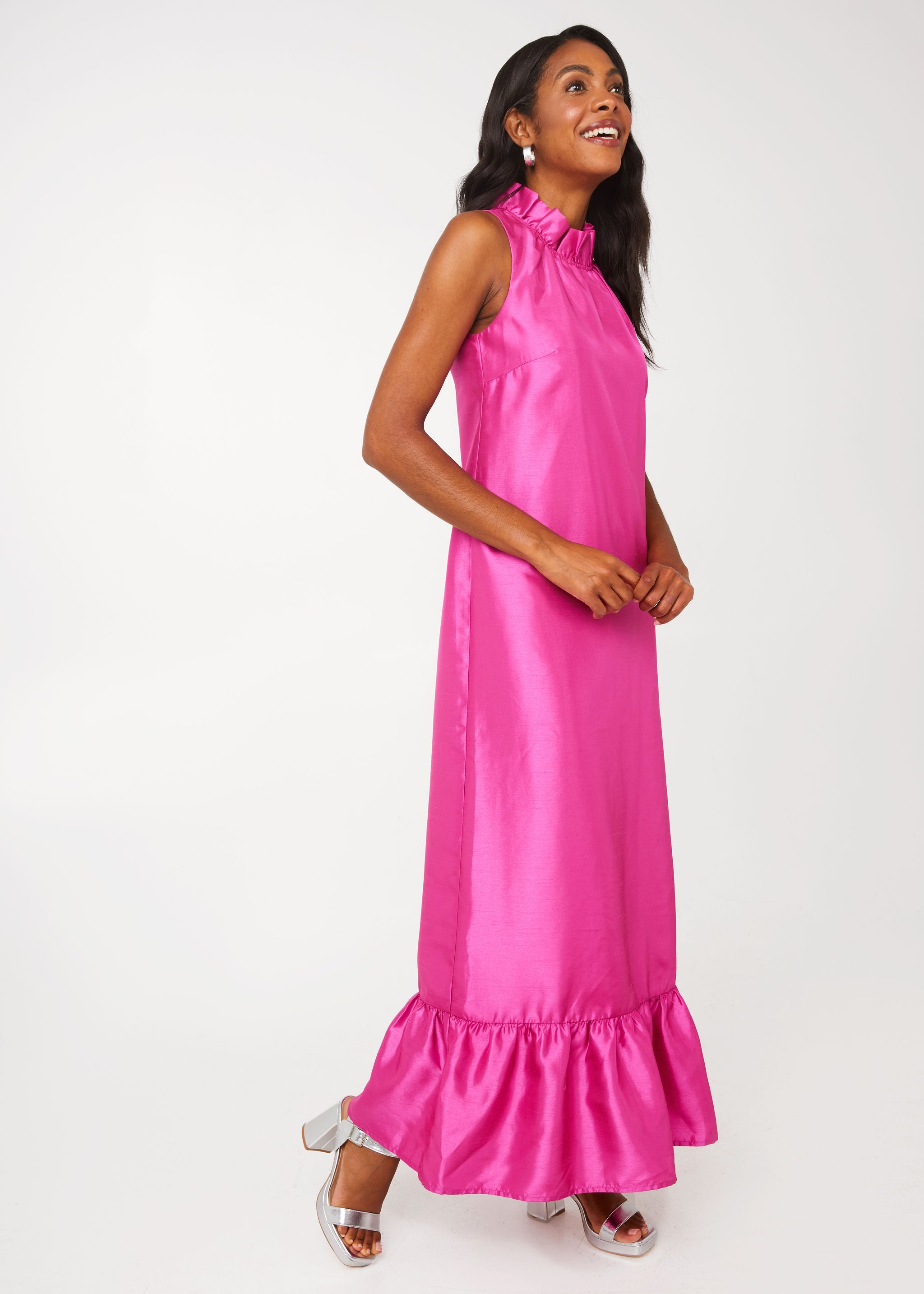 Camille Gown Hot Pink Dupioni