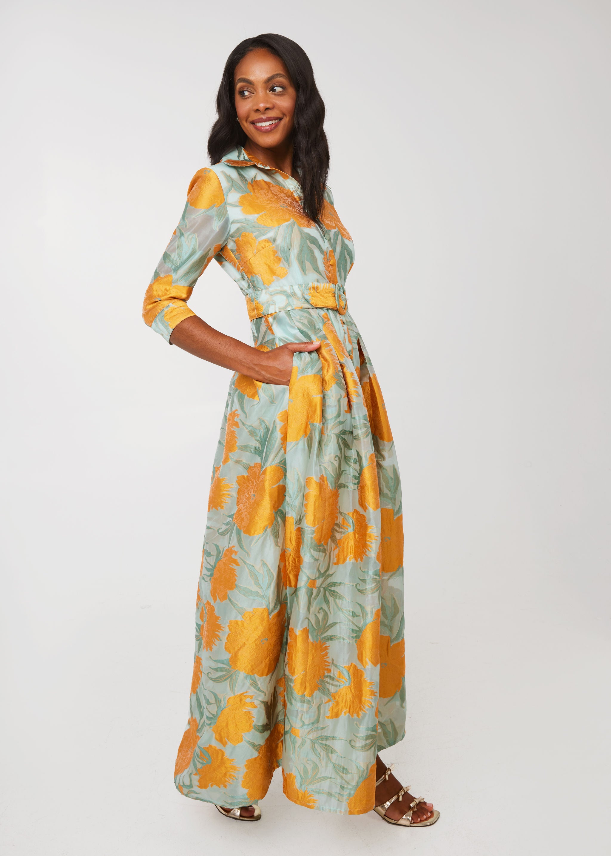 Cecilia Gown Mint Pansy Vine Organza