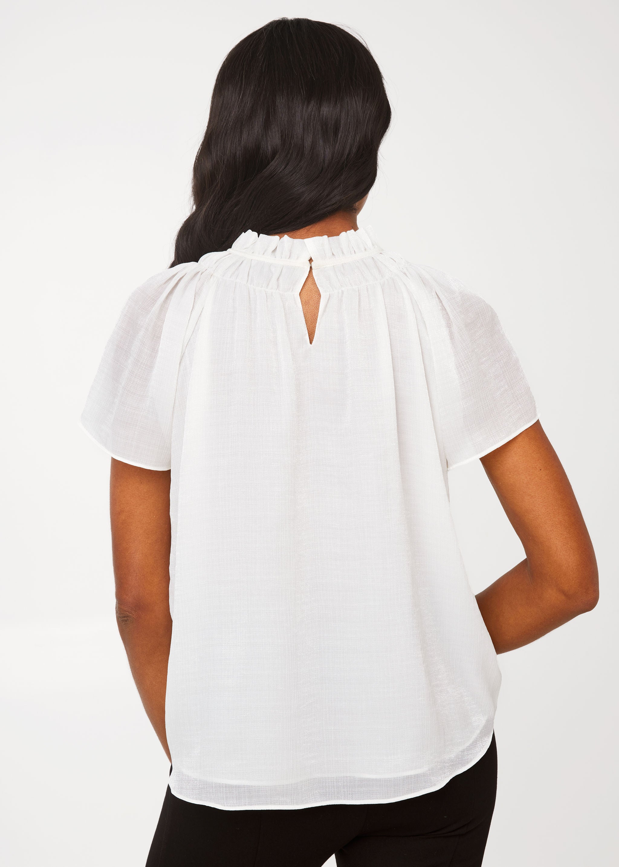 Quinn Blouse White Sparkle Chiffon
