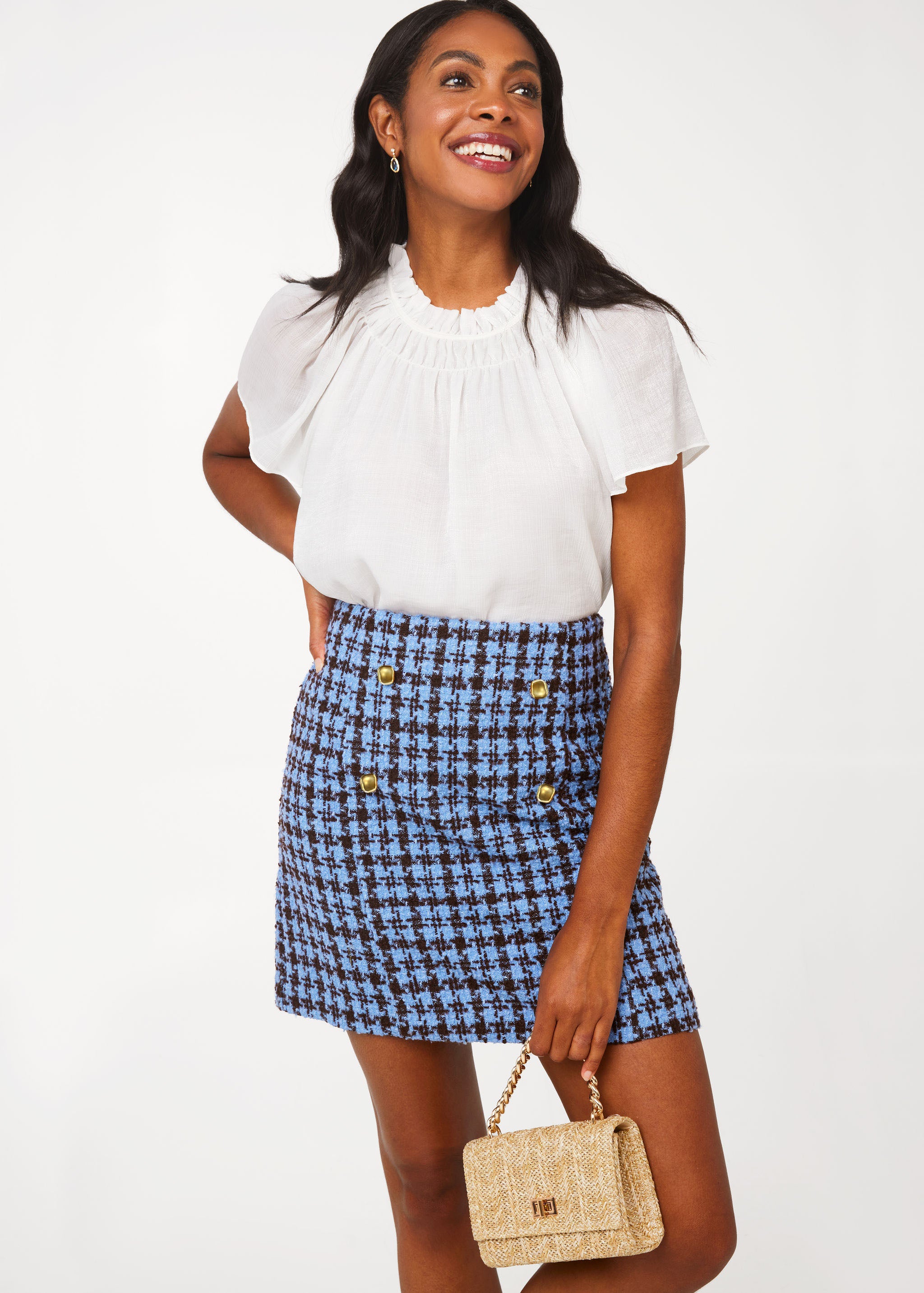 Quinn Blouse White Sparkle Chiffon