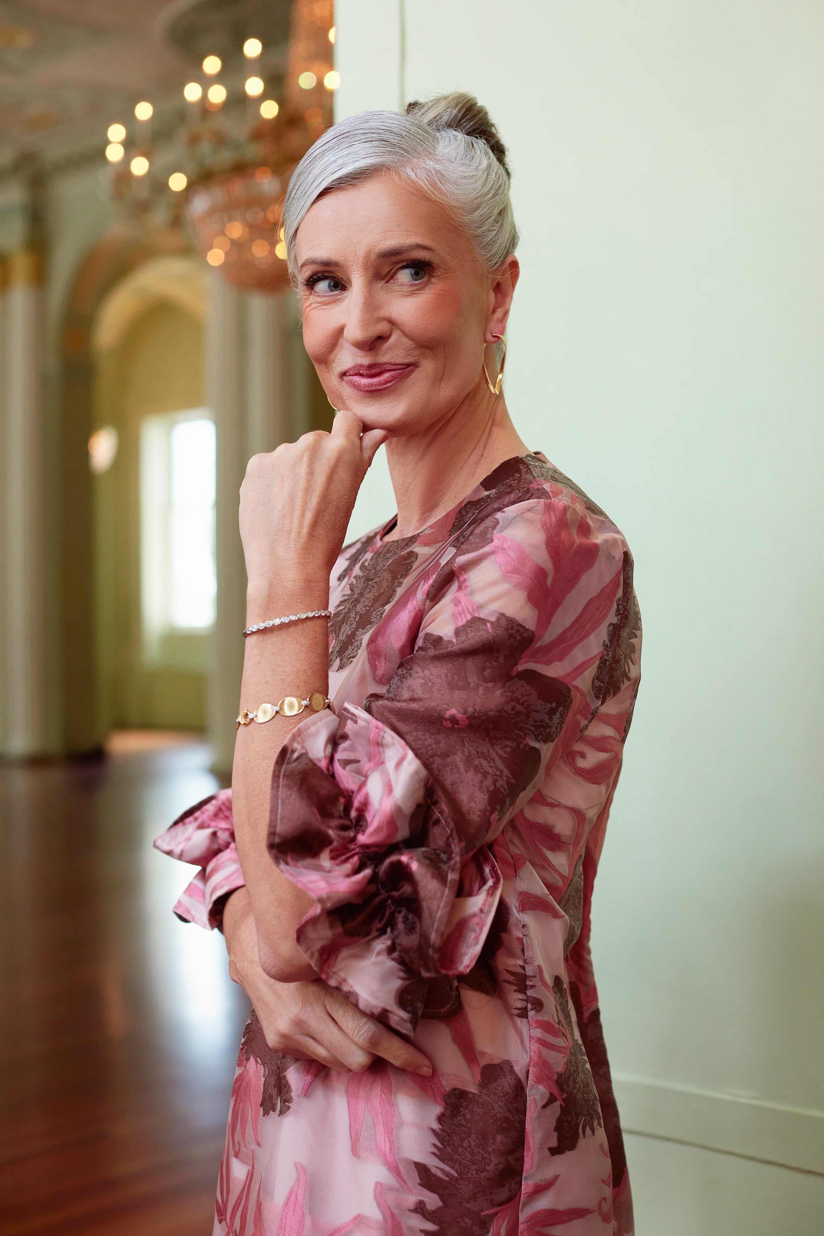 Bronwyn Dress Blush Pansy Vine Organza