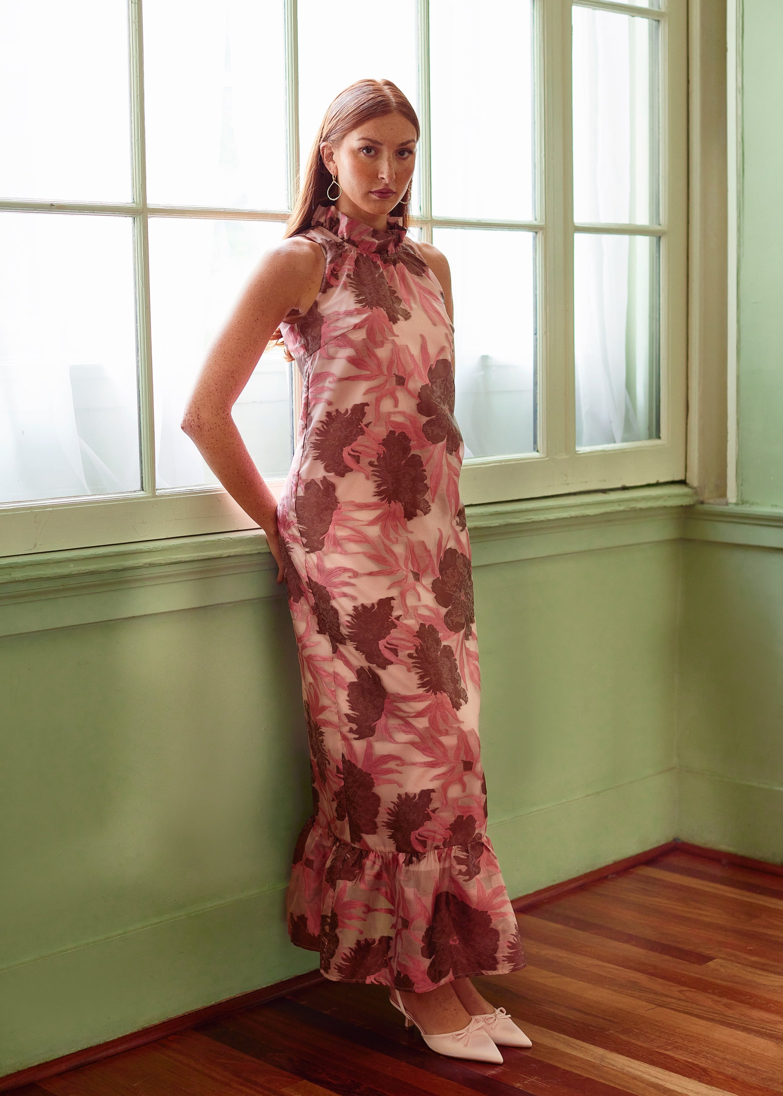 Camille Gown Blush Pansy Vine Organza