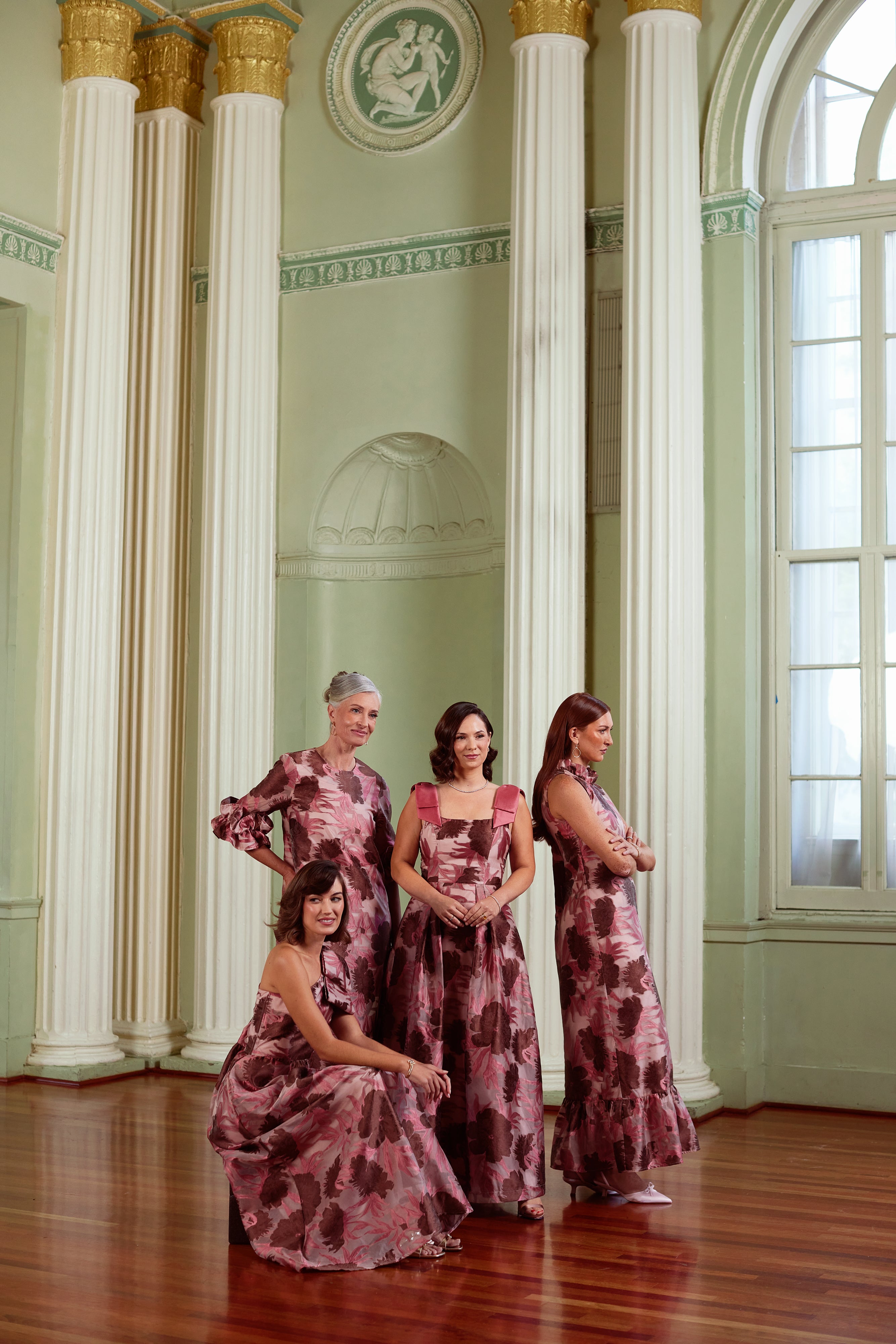 Victoria Gown Blush Pansy Vine Organza