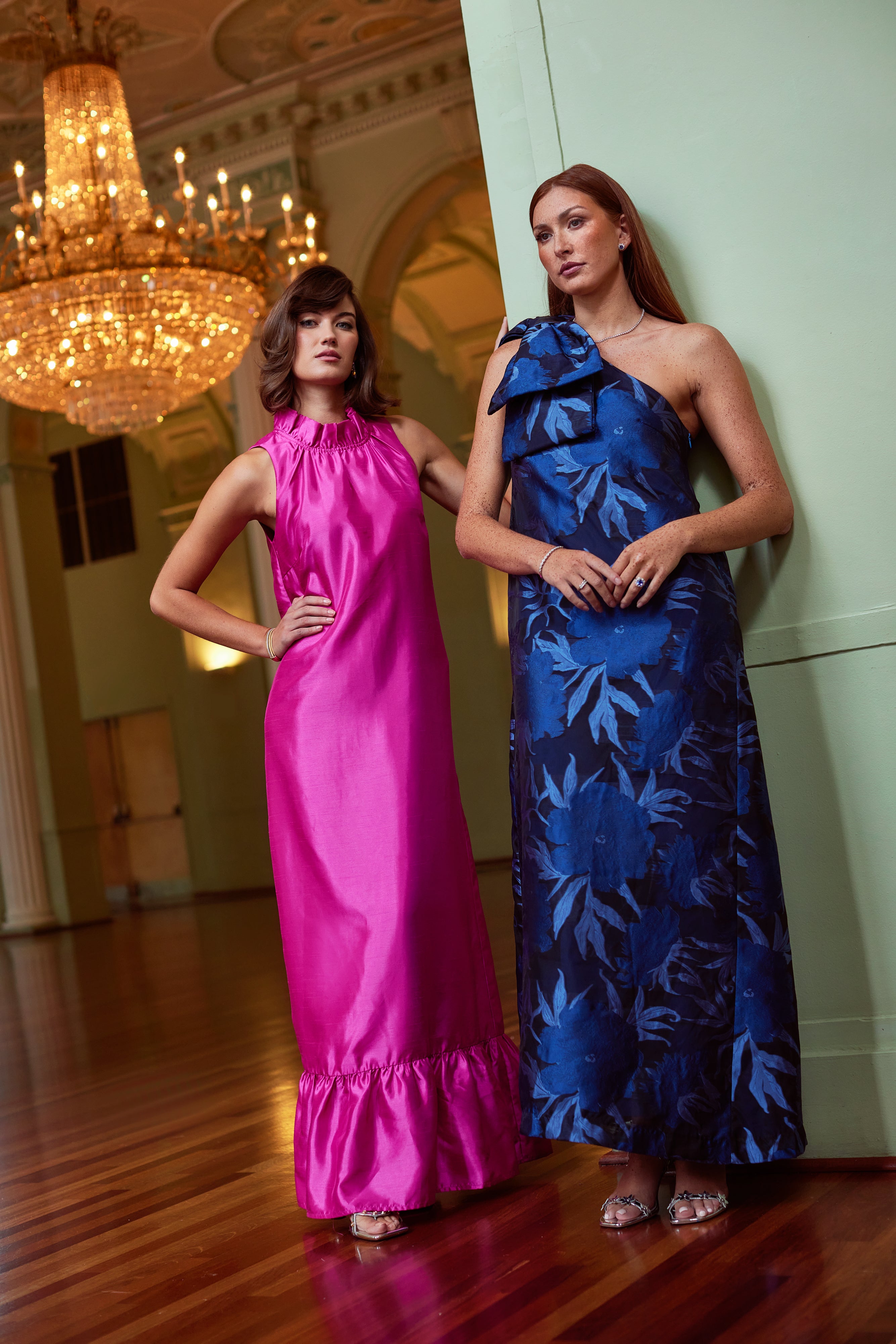 Cassie Gown Royal Blue Pansy Vine Organza