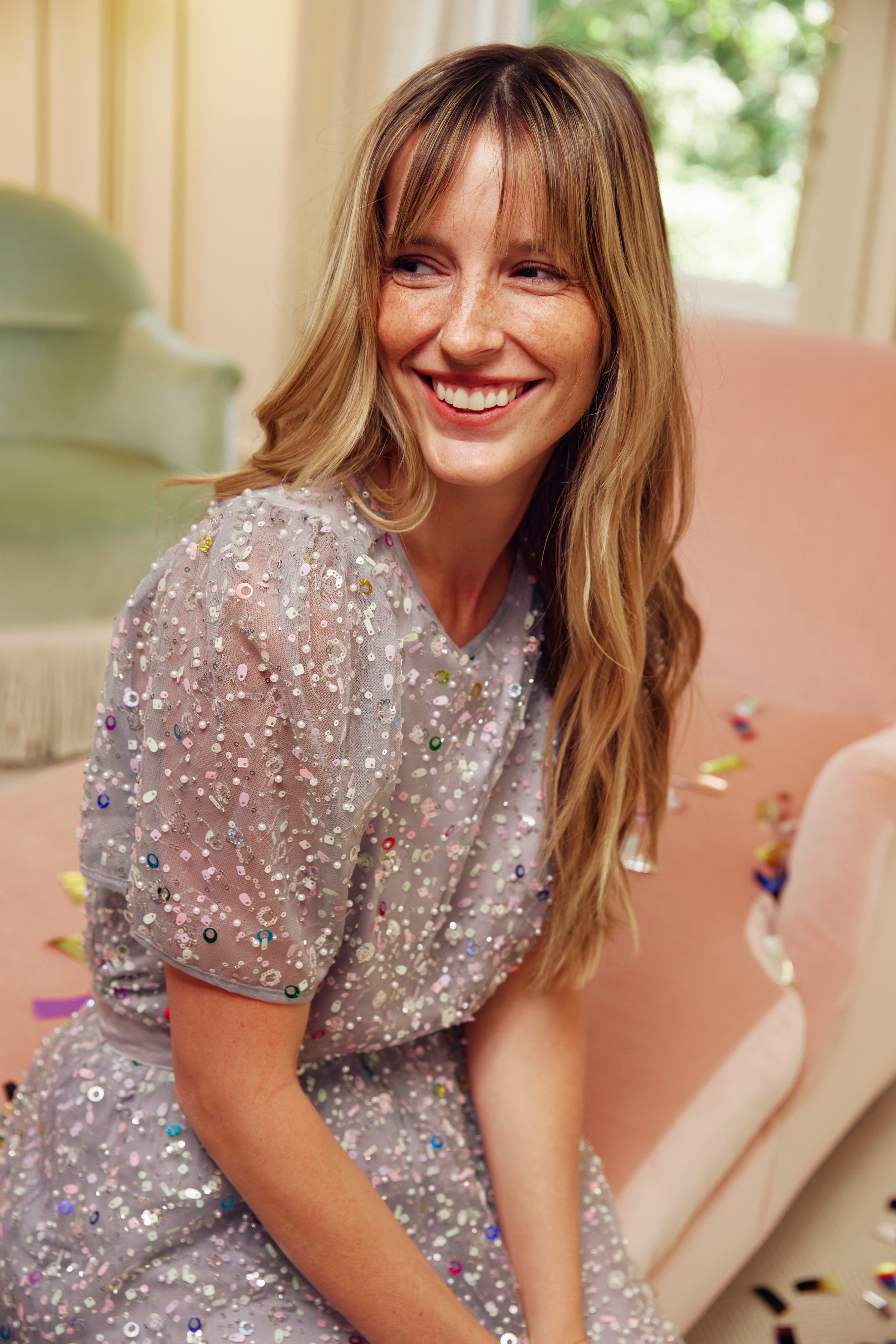 Marty Top Silver Confetti Tulle