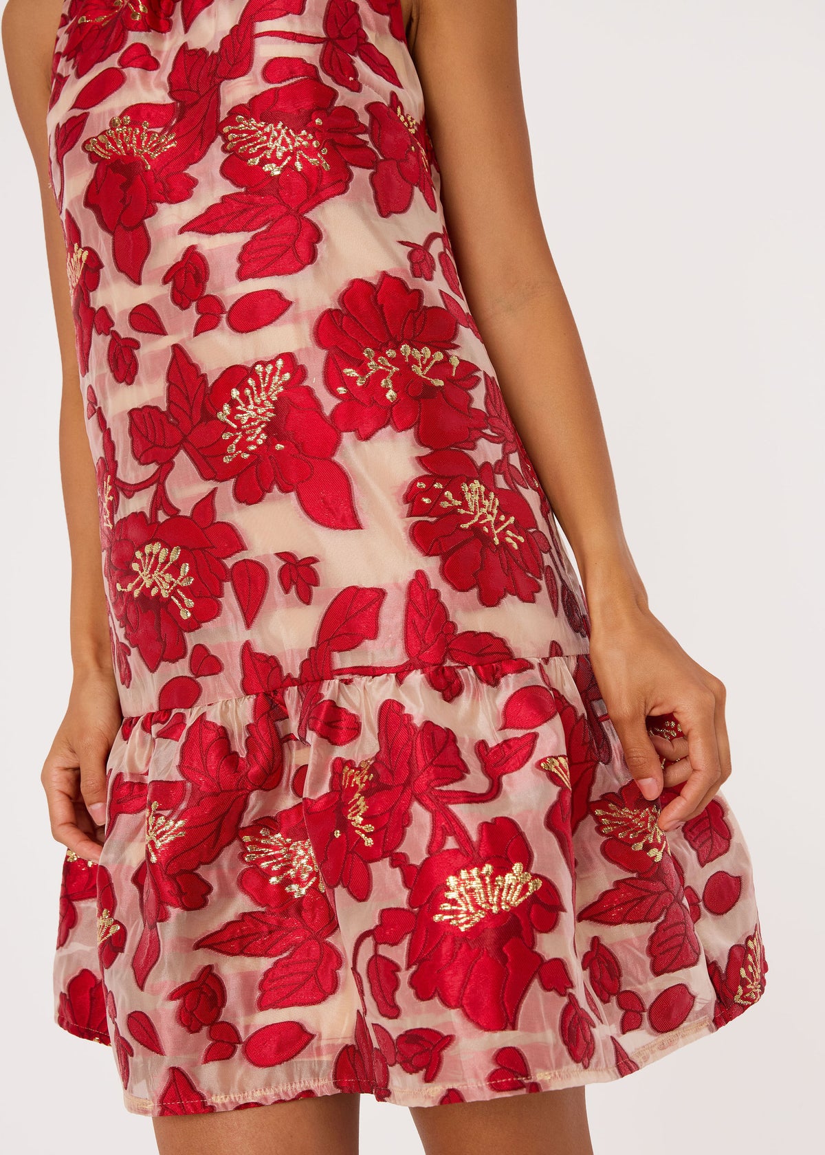 Camille Mini Dress Red Blossom Organza