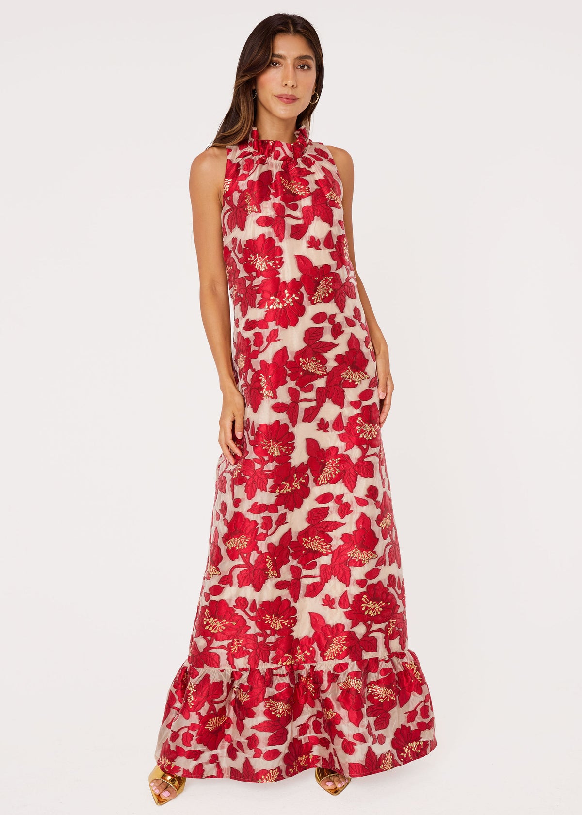 Camille Gown Red Blossom Organza