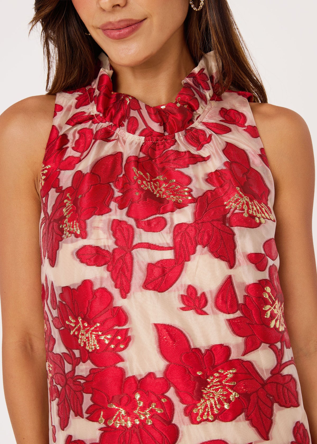 Camille Mini Dress Red Blossom Organza