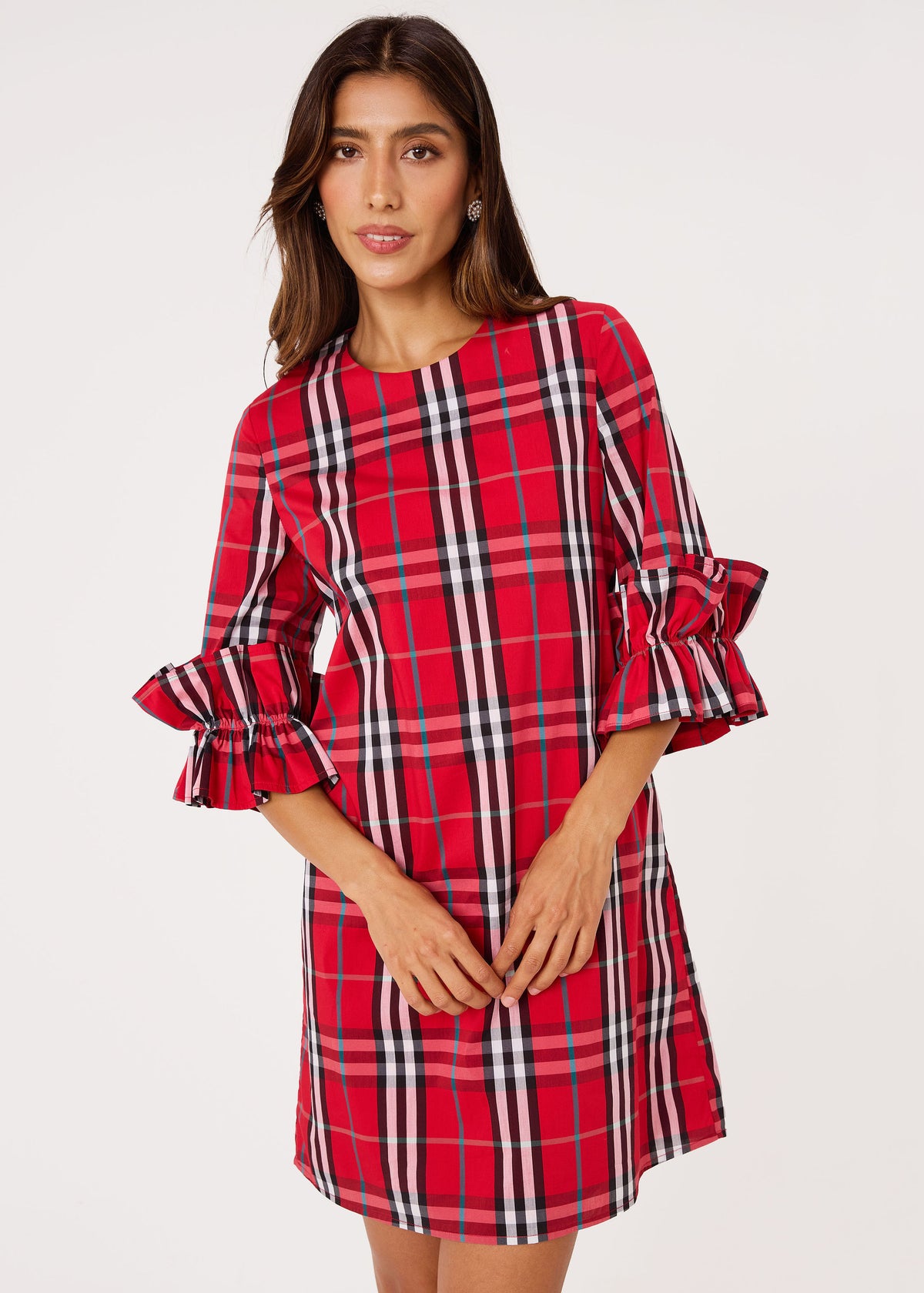 Bronwyn Mini Dress Red Plaid Poplin