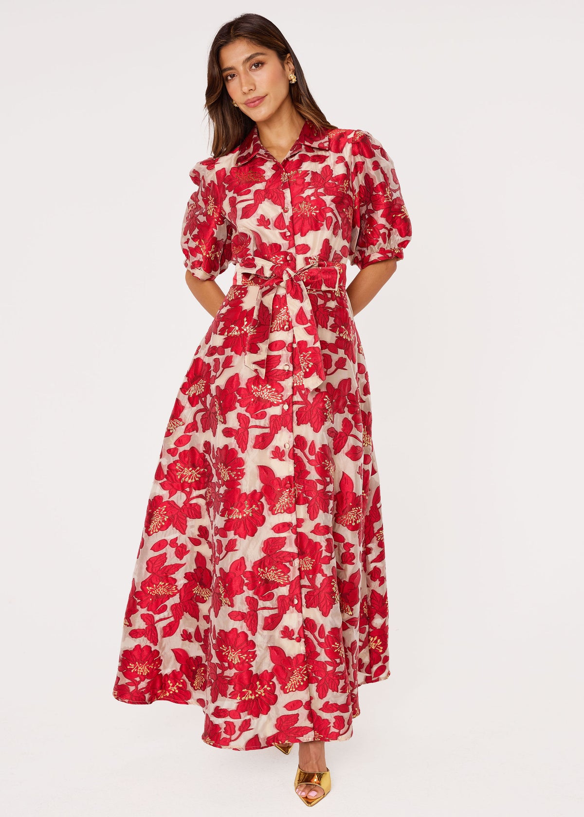 Charlotte Gown Red Blossom Organza