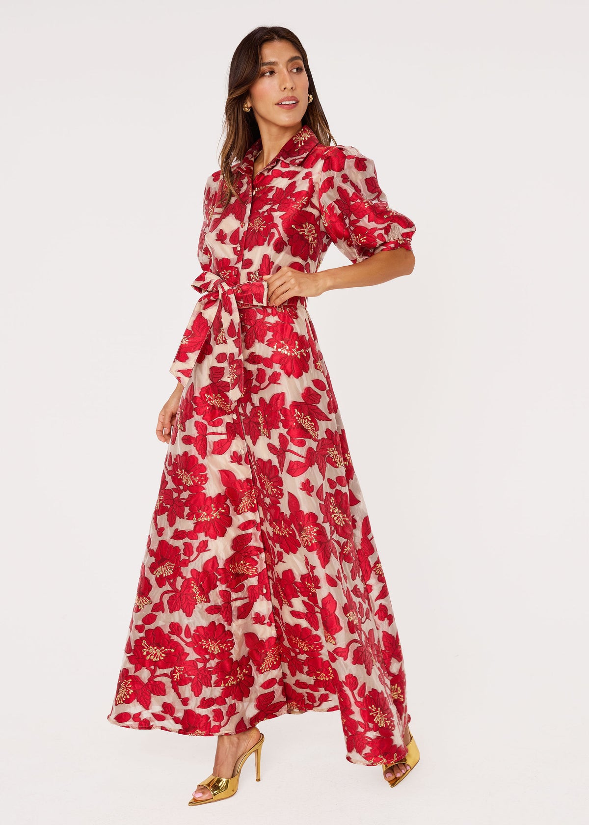 Charlotte Gown Red Blossom Organza