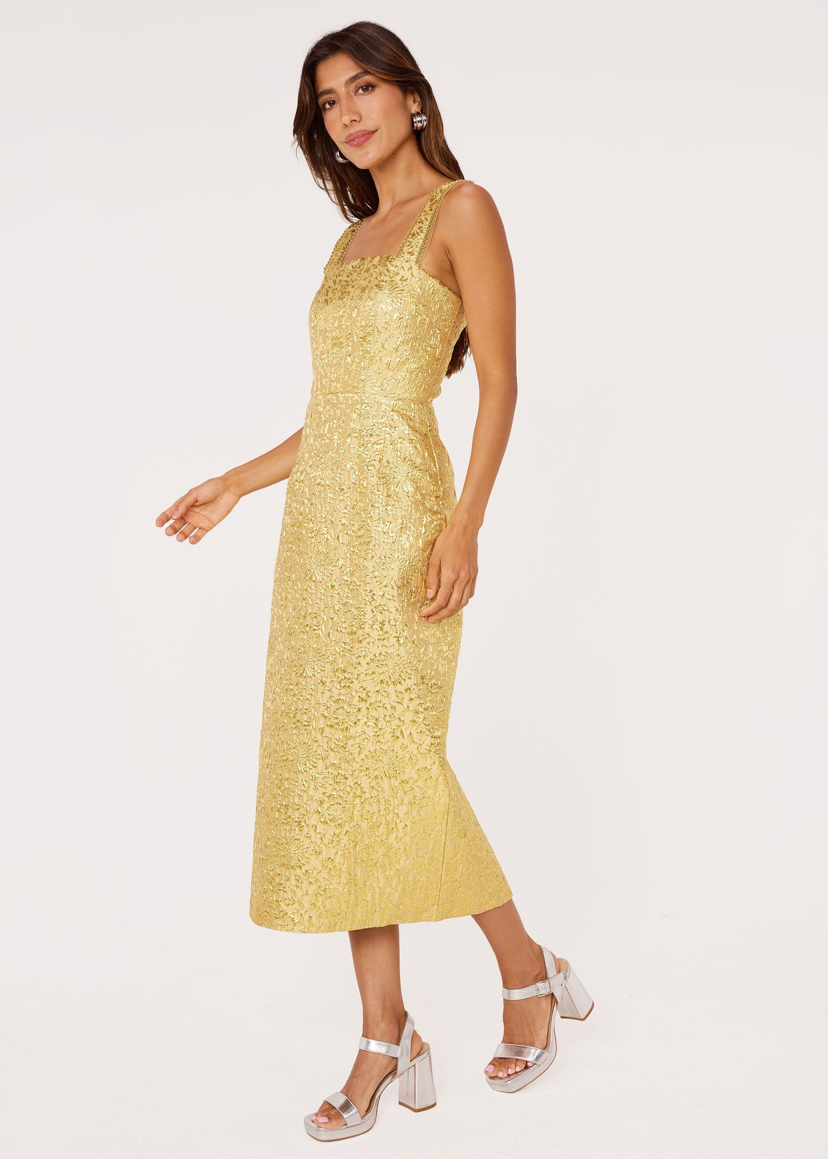 Sonja Dress Gold Damask Jacquard