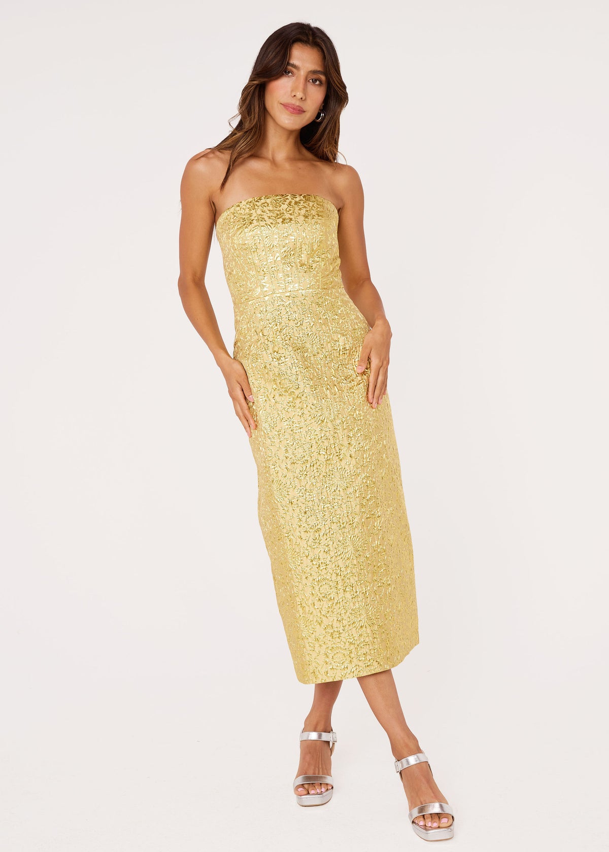 Sonja Dress Gold Damask Jacquard