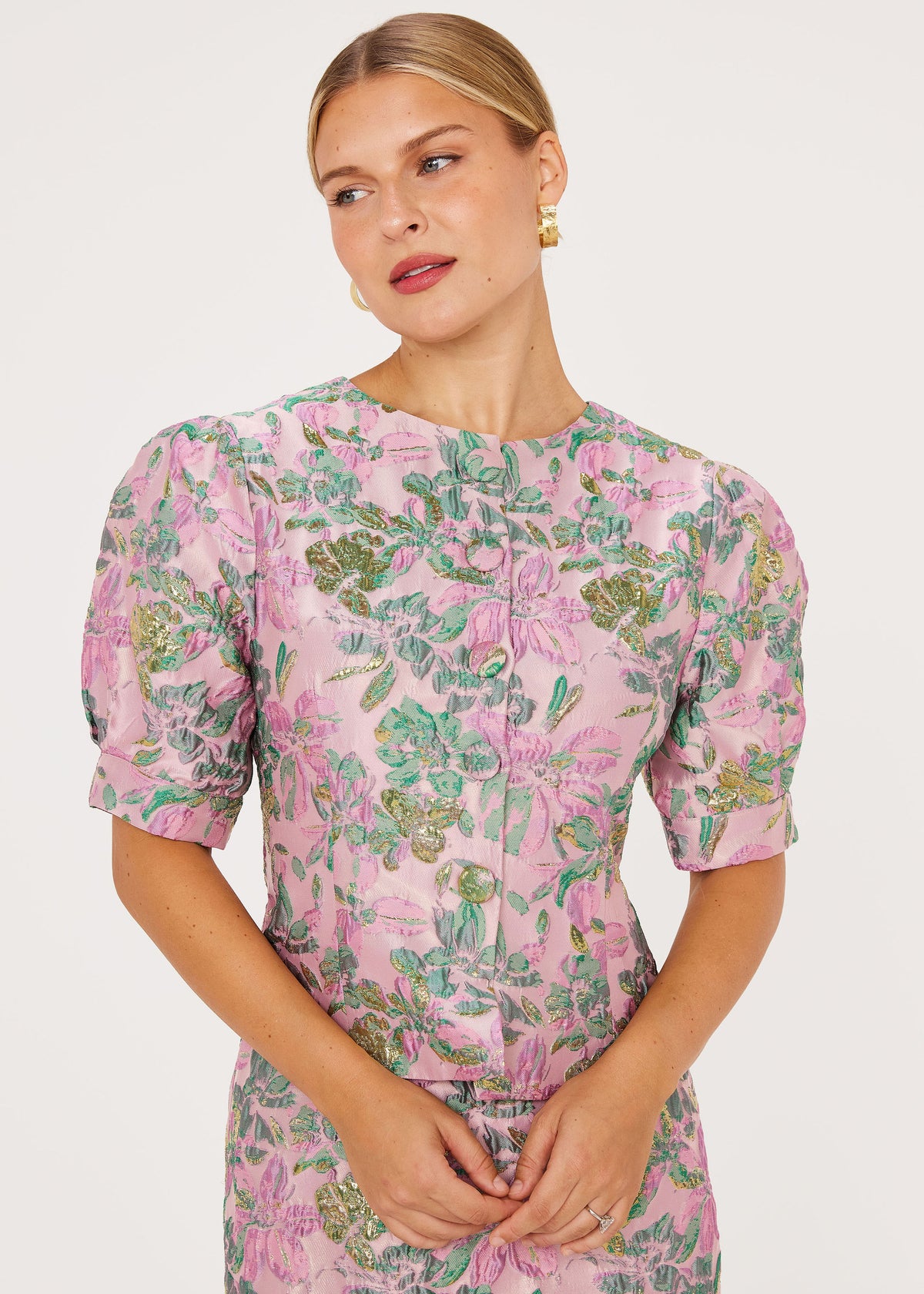 Cleo Top Mauve Magnolia Jacquard