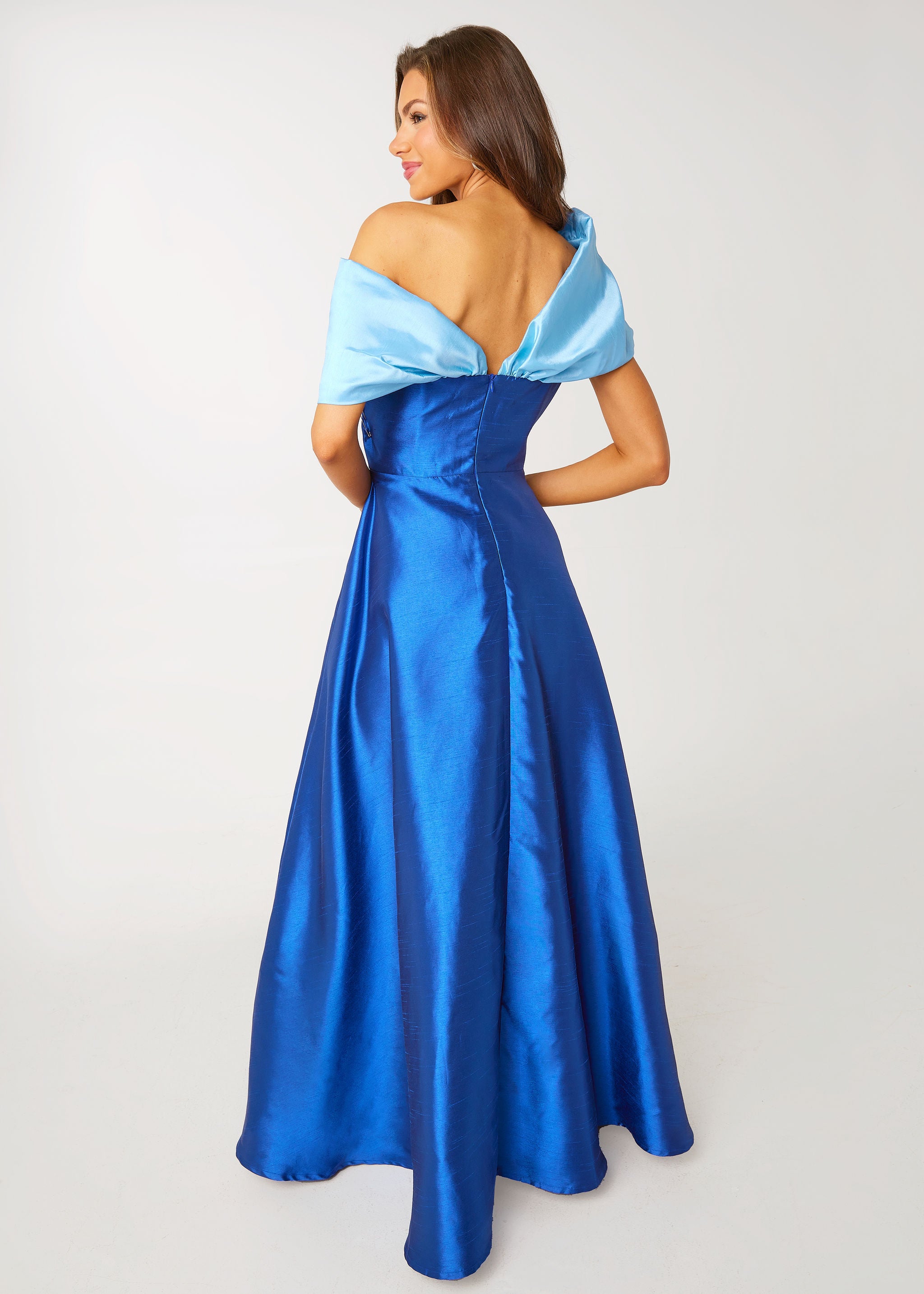 Amelia Gown Cobalt Dupioni