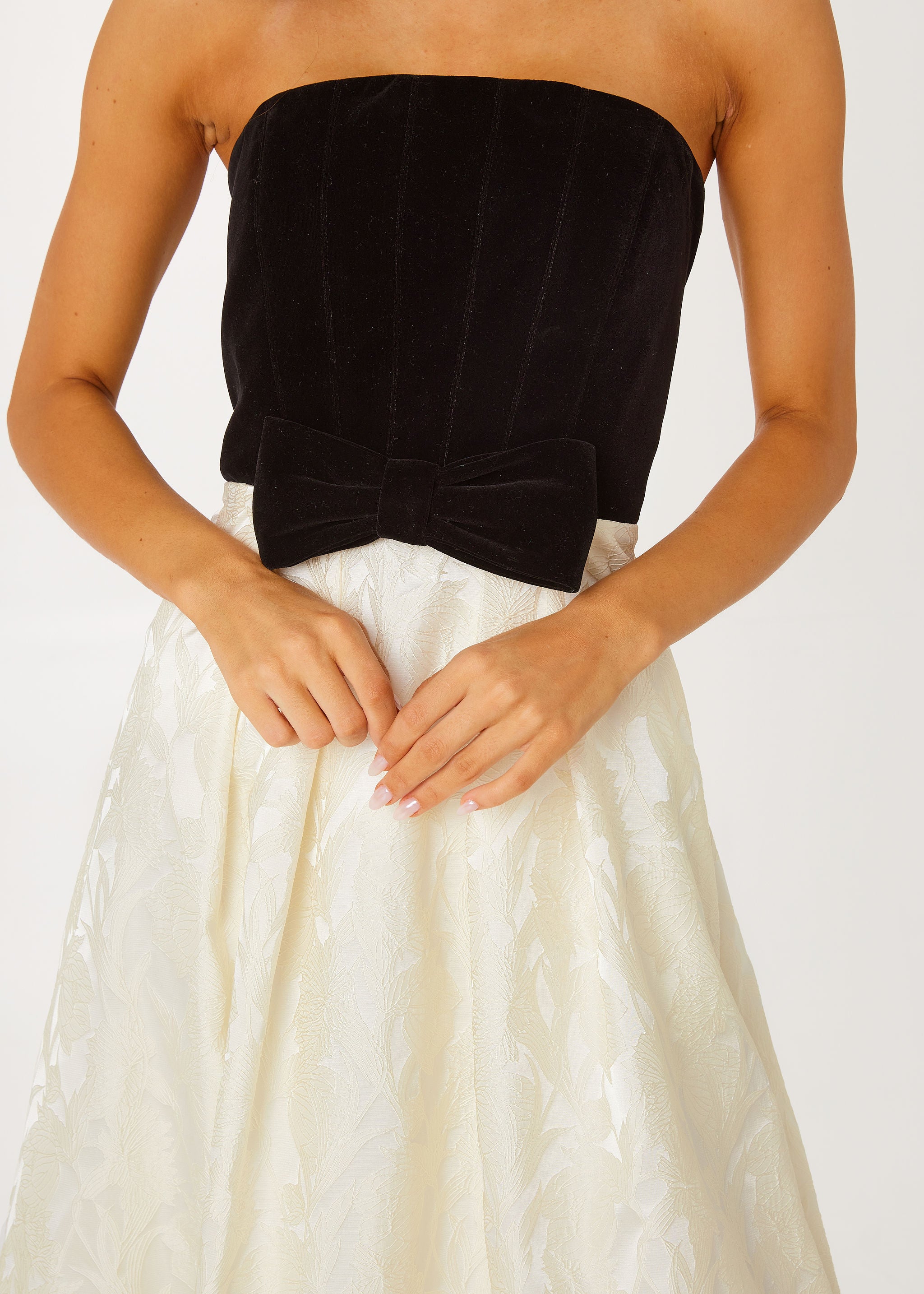 Catherine Gown Velvet and Ivory Embossed Satin