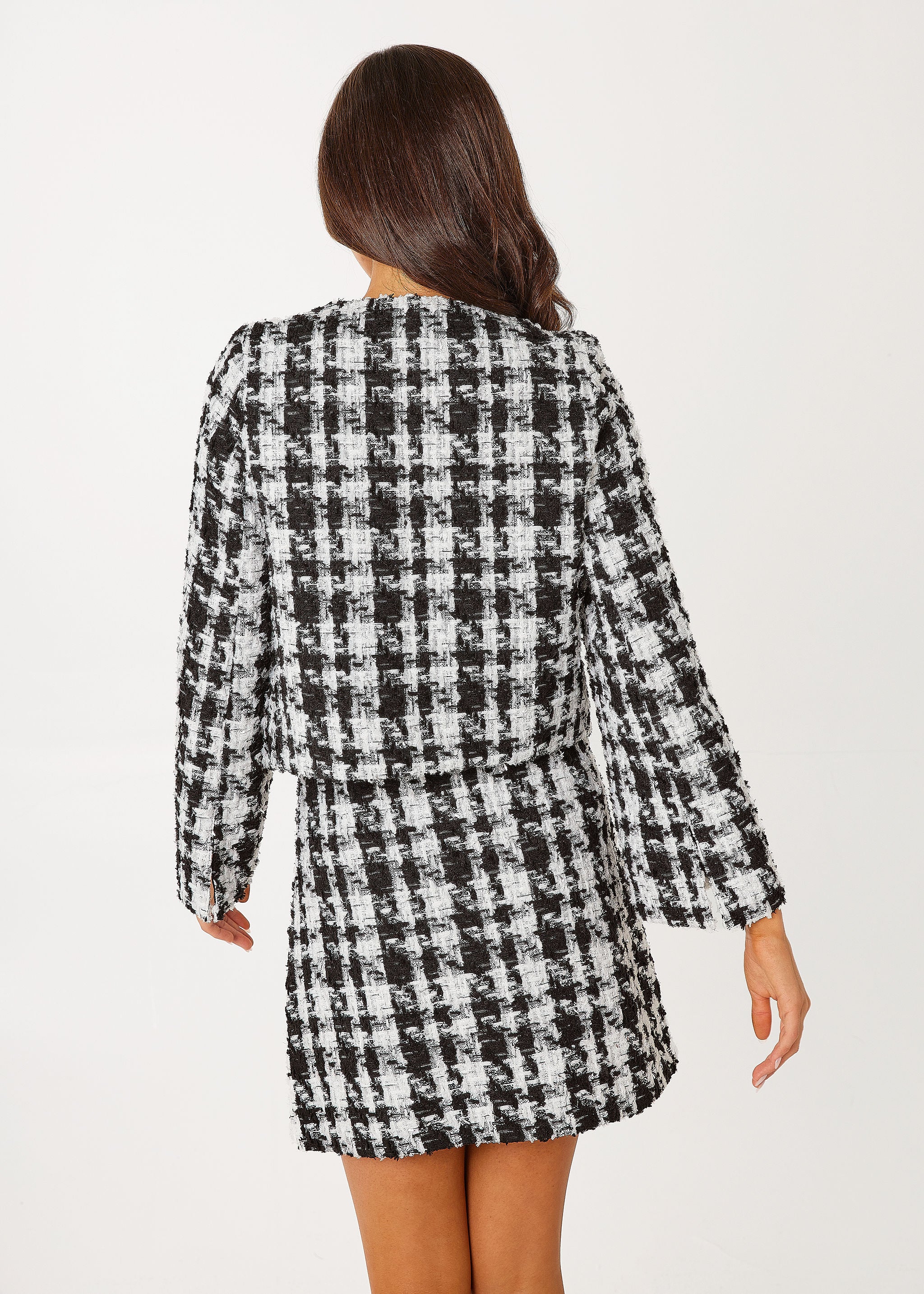 Kennedy Jacket Black and White Houndstooth Tinsel Tweed