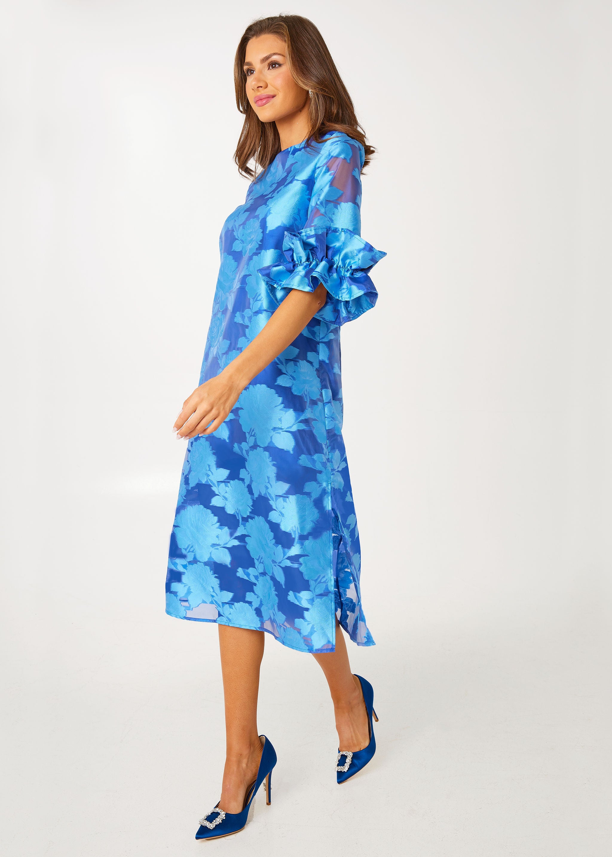 Bronwyn Dress Blue Tea Rose Organza