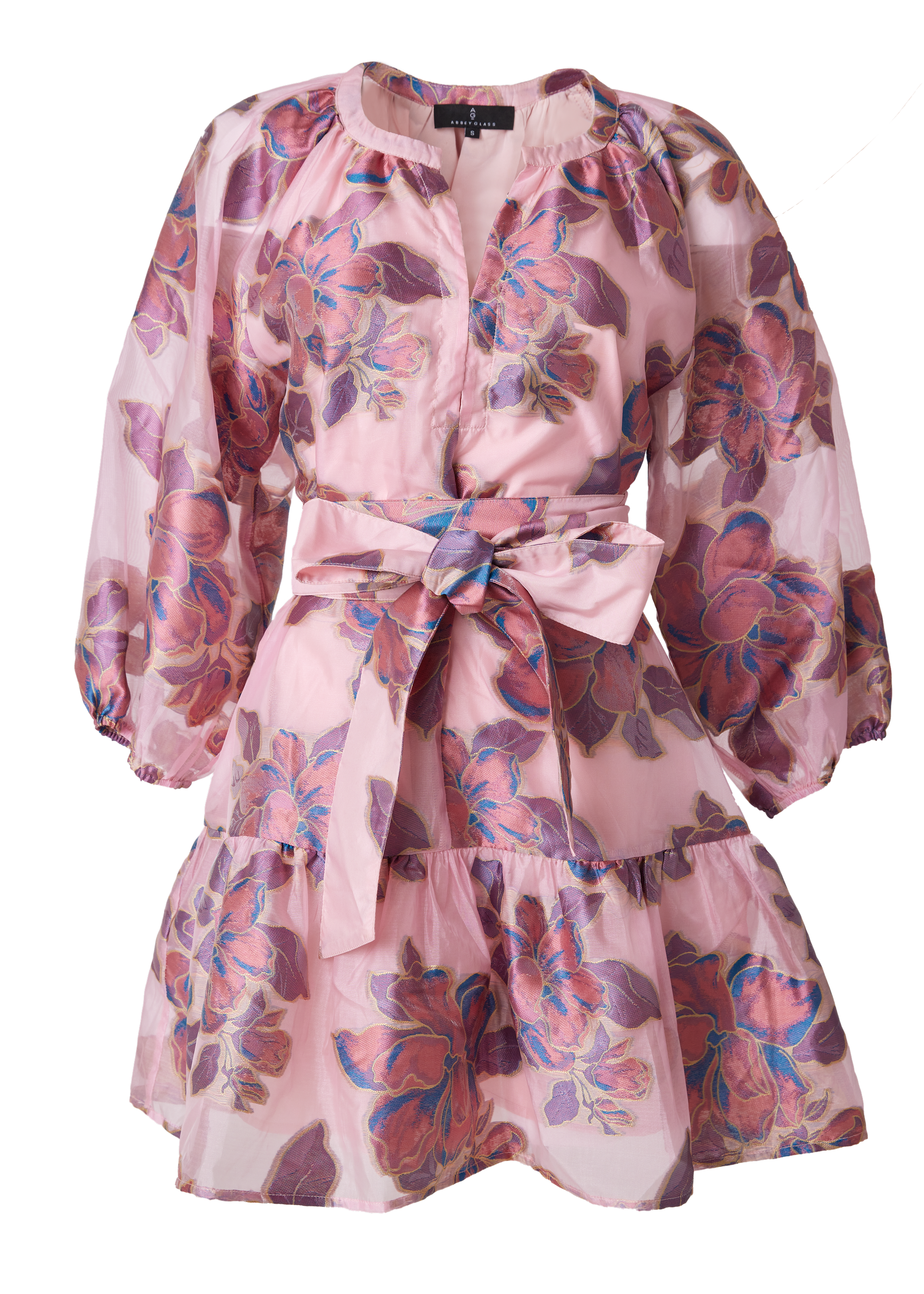 Elise Mini Dress Pink Peony Organza